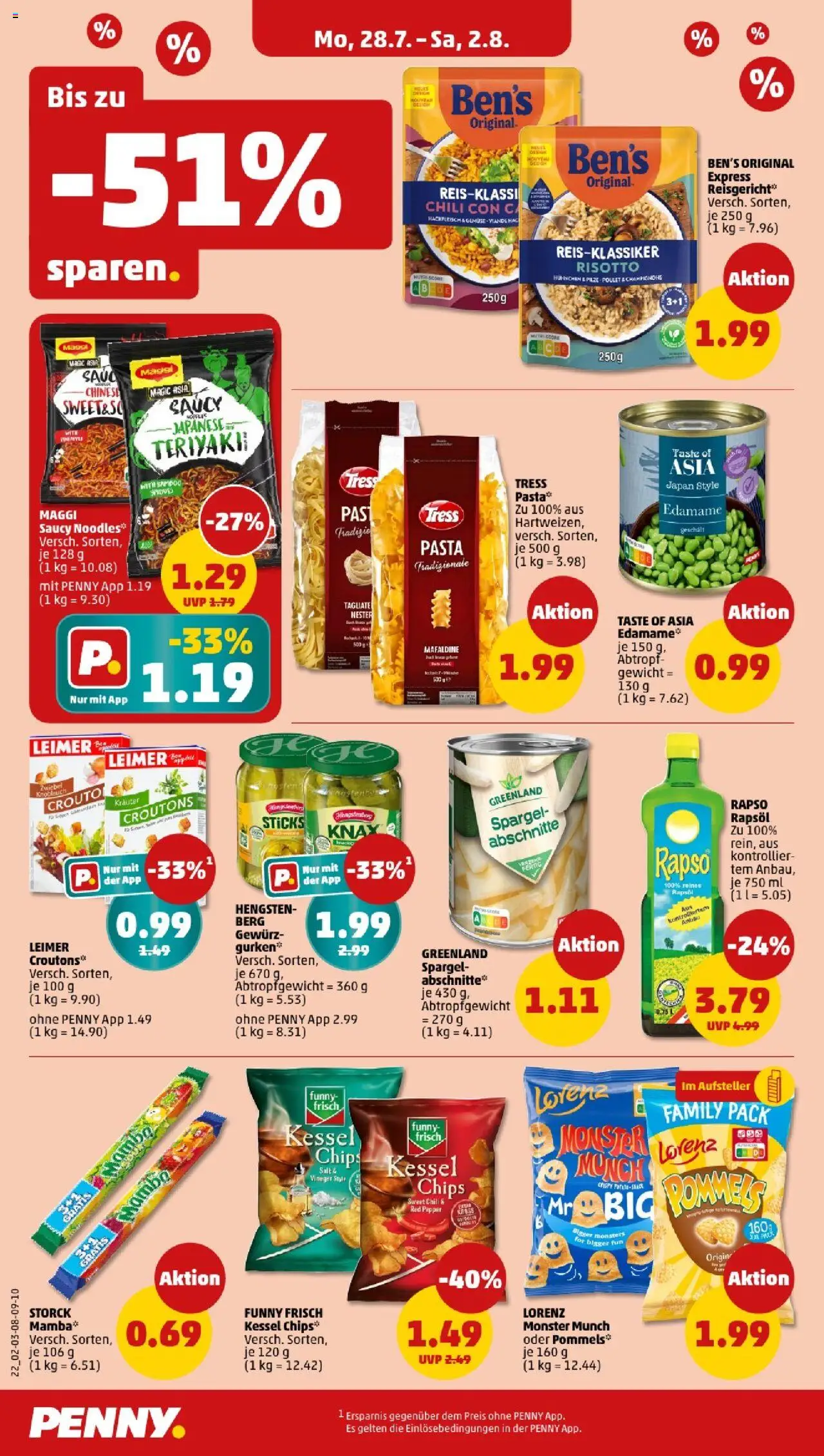 Penny - Niedersachsen - gültig ab dem 28.07.2025 | Seite: 18 | Produkte: Maggi, Spargel, Pasta, Hackfleisch