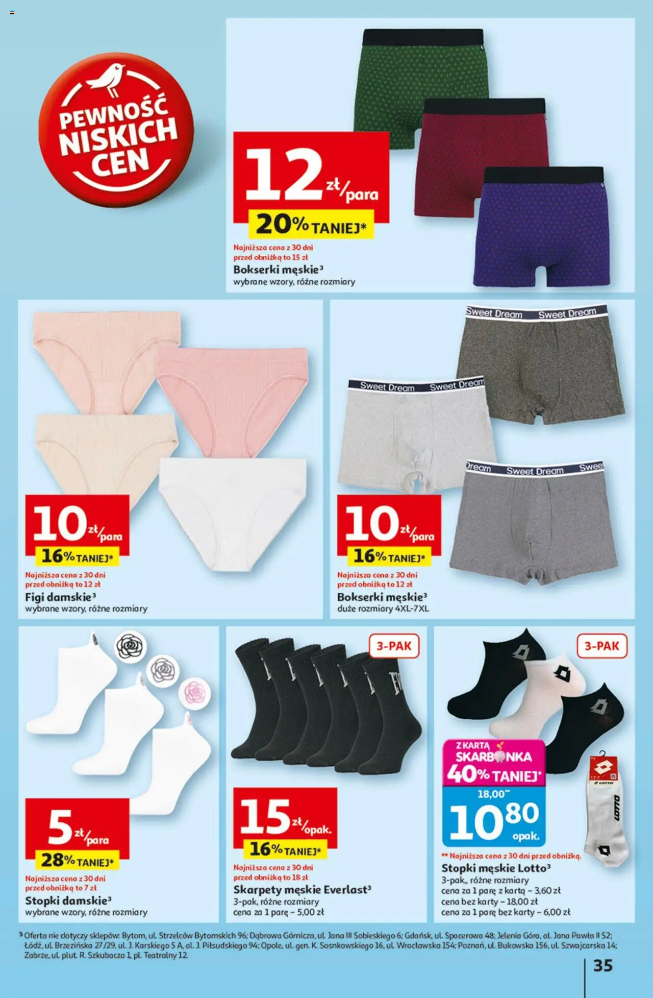 Auchan Gazetka - Odlotowe ceny na start szkoły Hipermarket od 28.08.2025 | Strona: 35 | Produkty: Karta, Skarpety, Bokserki, Skarpety męskie