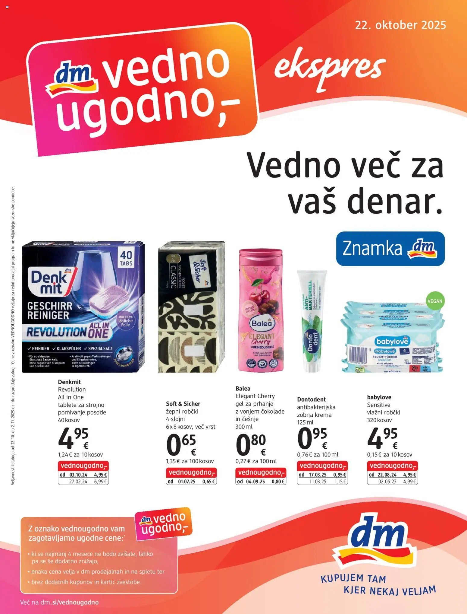Novi DM Drogerie Markt katalog ponudbe – veljaven od 22.10.2025 | Stran: 1 | Izdelki: Gel za prhanje, Robčki, Krema
