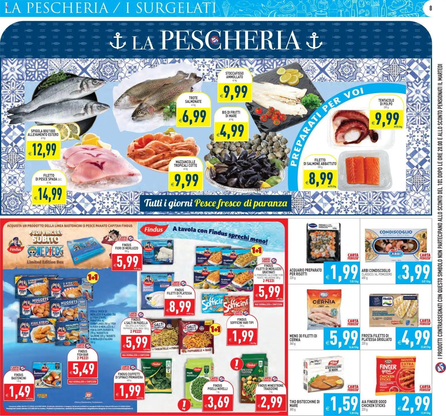 Volantino PIM Supermercati del 13.02.2026 | Pagina: 8 | Prodotti: Nuggets, Patate, Polpo, Spigola