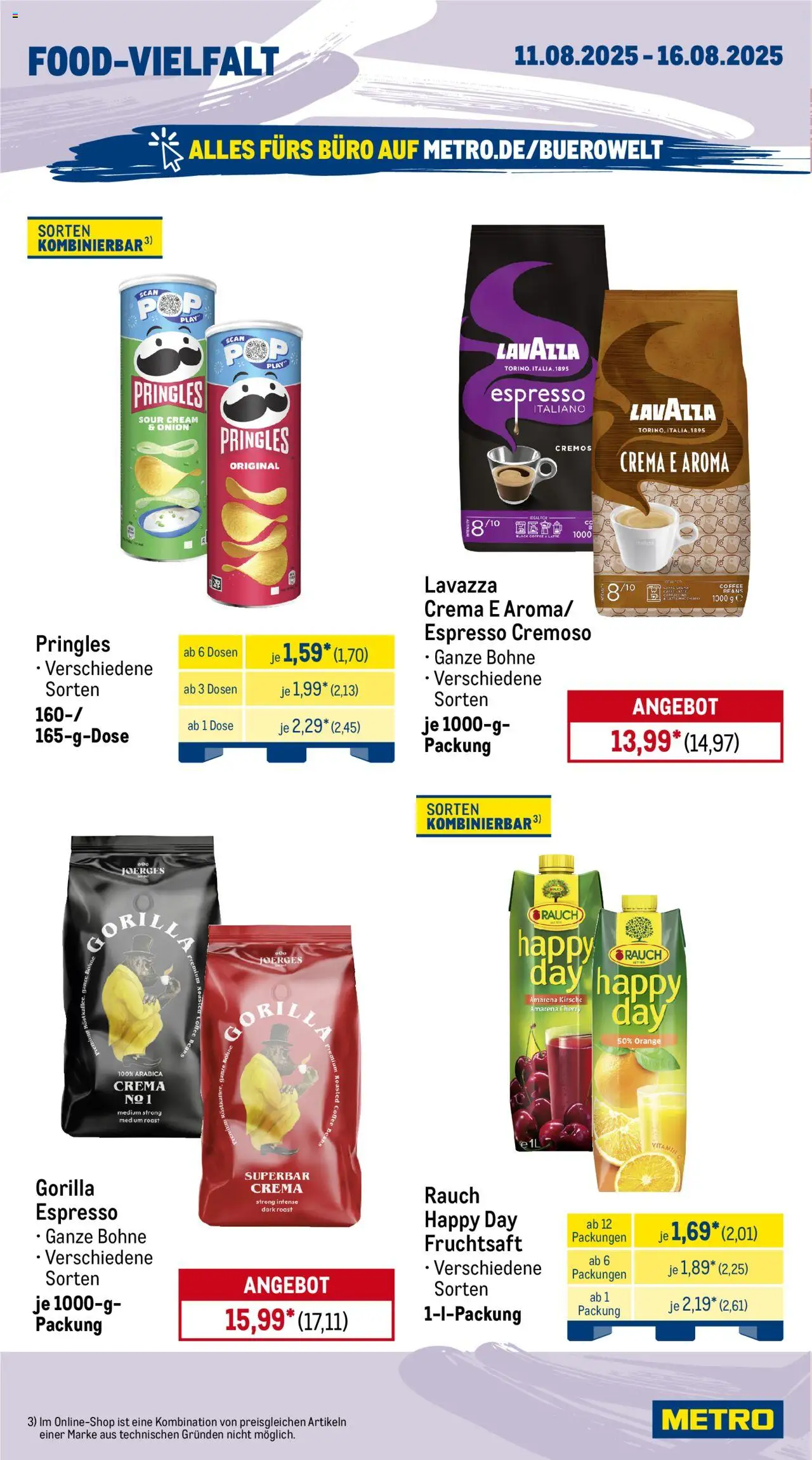 Metro Prospekt 	 - gültig ab dem 11.08.2025 | Seite: 14 | Produkte: Lavazza, Pringles, Fruchtsaft