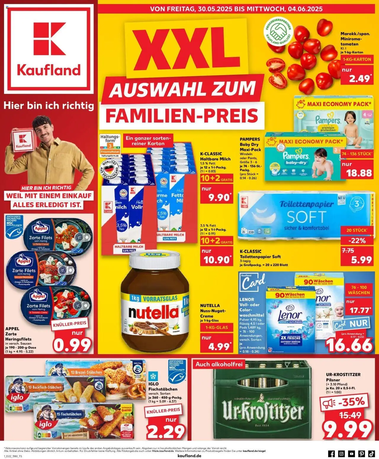 Kaufland prospekt Berlin	 - gültig ab dem 29.05.2025 | Seite: 1 | Produkte: Iglo, Nutella, Fischstabchen, Toilettenpapier