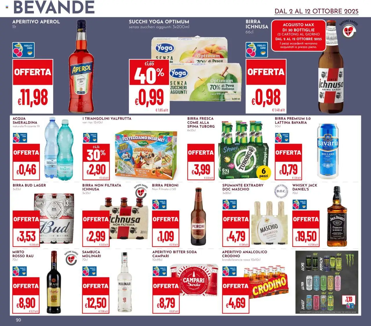 Volantino Pan del 02.10.2025 | Pagina: 20 | Prodotti: Birra, Prosecco, Acqua, Pesca