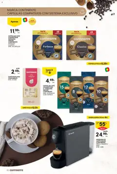 Pré-visualização MÁQUINA DE CAFÉ GRAZIE CONTINENTE PRETO/CINZENTO/BEGE, Máquina de café Grazie Continente, cores preto/cinzento/bege. EMB.: 1 UNID válido de 14.10.2025 | Página: 10 | Produtos: Máquina de café, Cápsulas café, Café