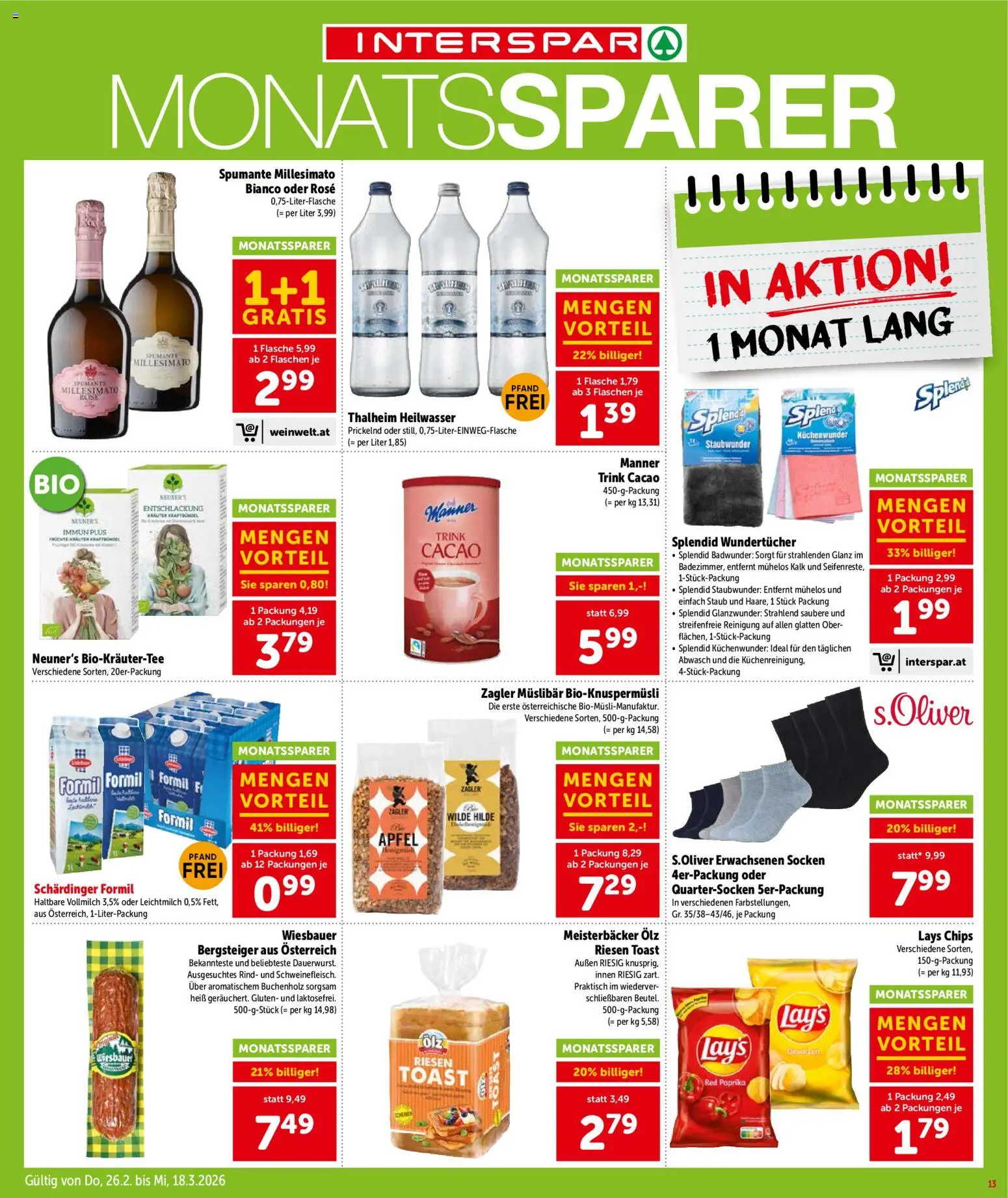 Interspar Flugblatt - Kärnten gültig ab 26.02.2026 | Seite: 14 | Produkte: Chips, Socken, Äpfel