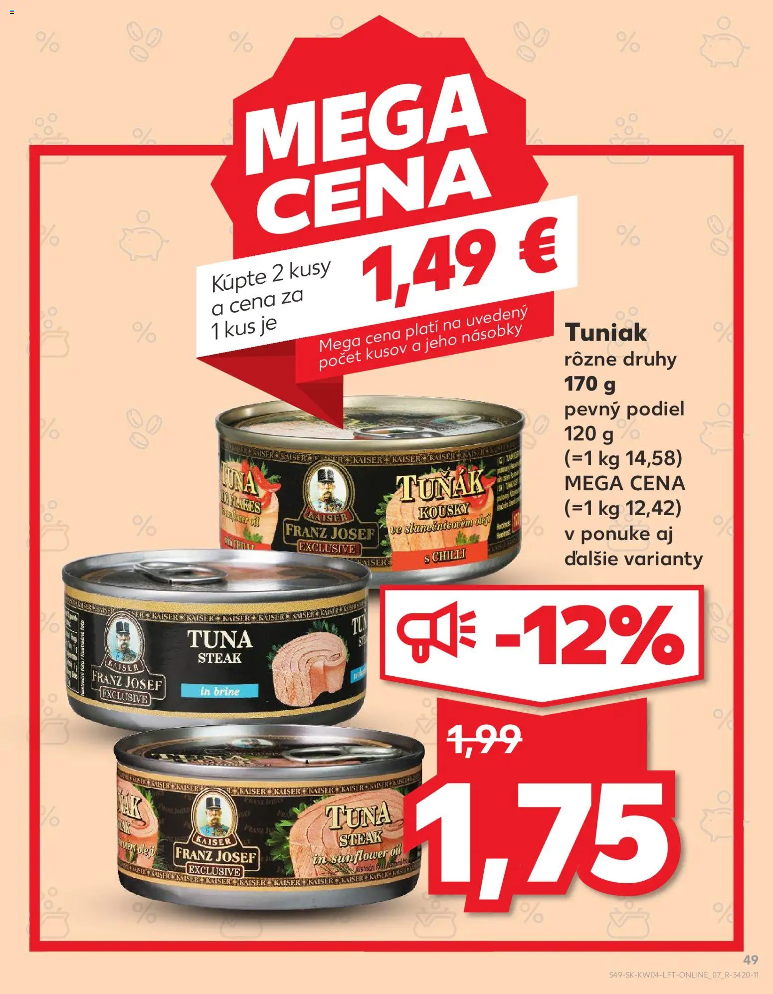 Nové Kaufland akcie – leták je platný od 22.01.2026 | Strana: 49 | Produkty: Tuniak, Chilli, Steak