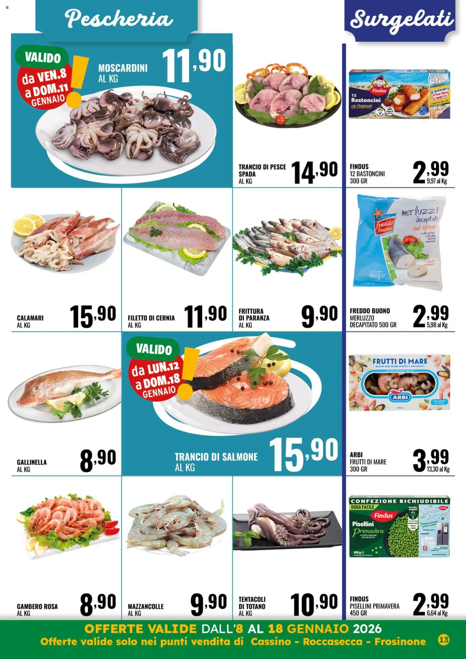 Volantino GECOP del 08.01.2026 | Pagina: 13 | Prodotti: Mazzancolle, Frutti di mare, Gallinella, Totano