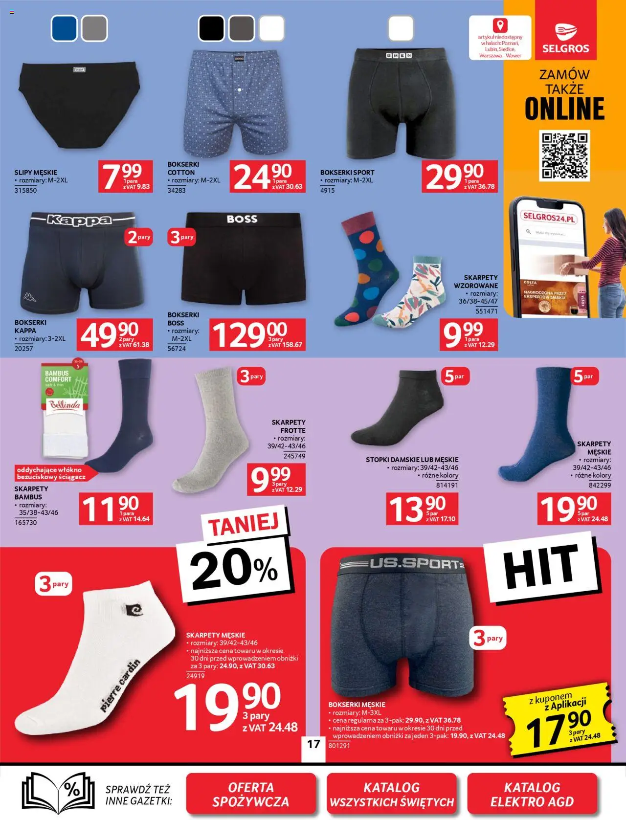 Selgros cash&carry Gazetka - Oferta przemysłowa od 09.10.2025 | Strona: 17 | Produkty: Skarpety, Bokserki, Bokserki męskie, Skarpety męskie