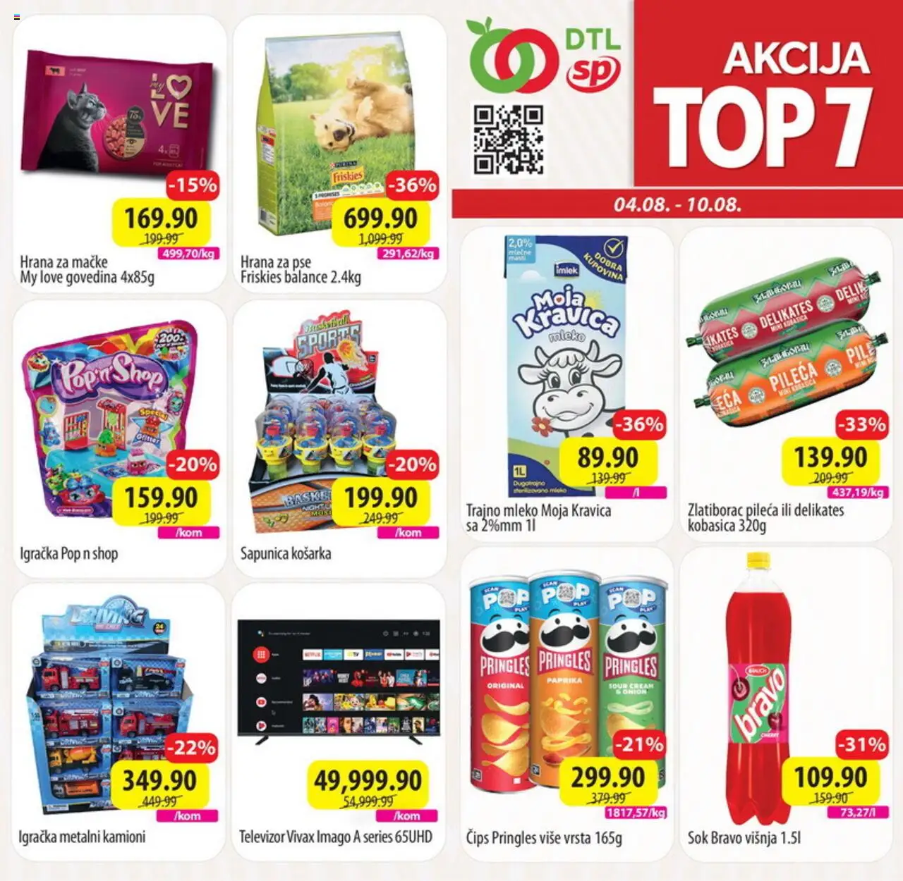 Senta Promet katalog - važi od 04.08.2025 | Strana: 1 | Proizvode: Govedina, Čips, Hrana za mačke, Kobasica