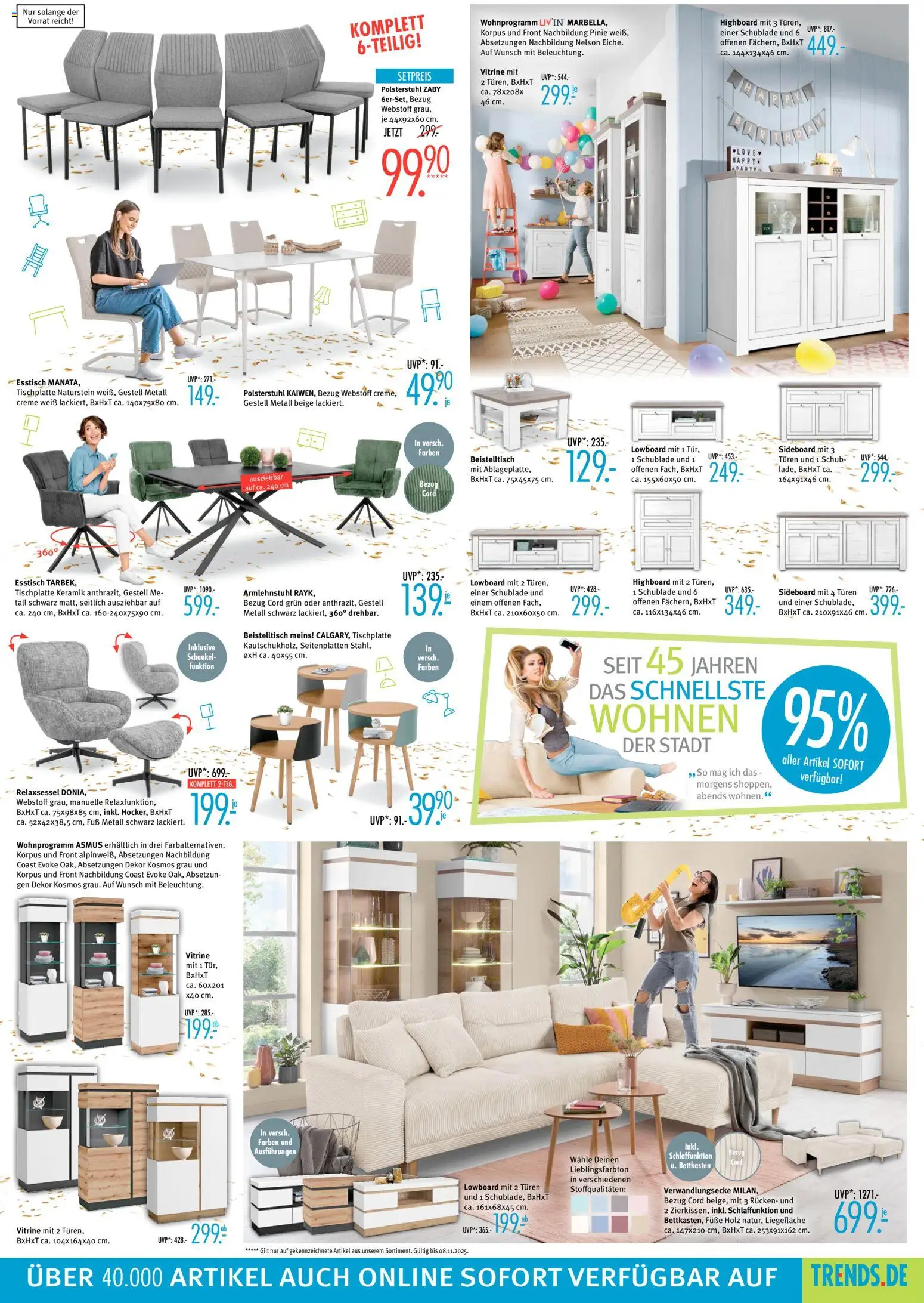 Trends Prospekt 	 – gültig ab 25.10.2025 | Seite: 5 | Produkte: Relaxsessel, Esstisch, Vitrine, Creme