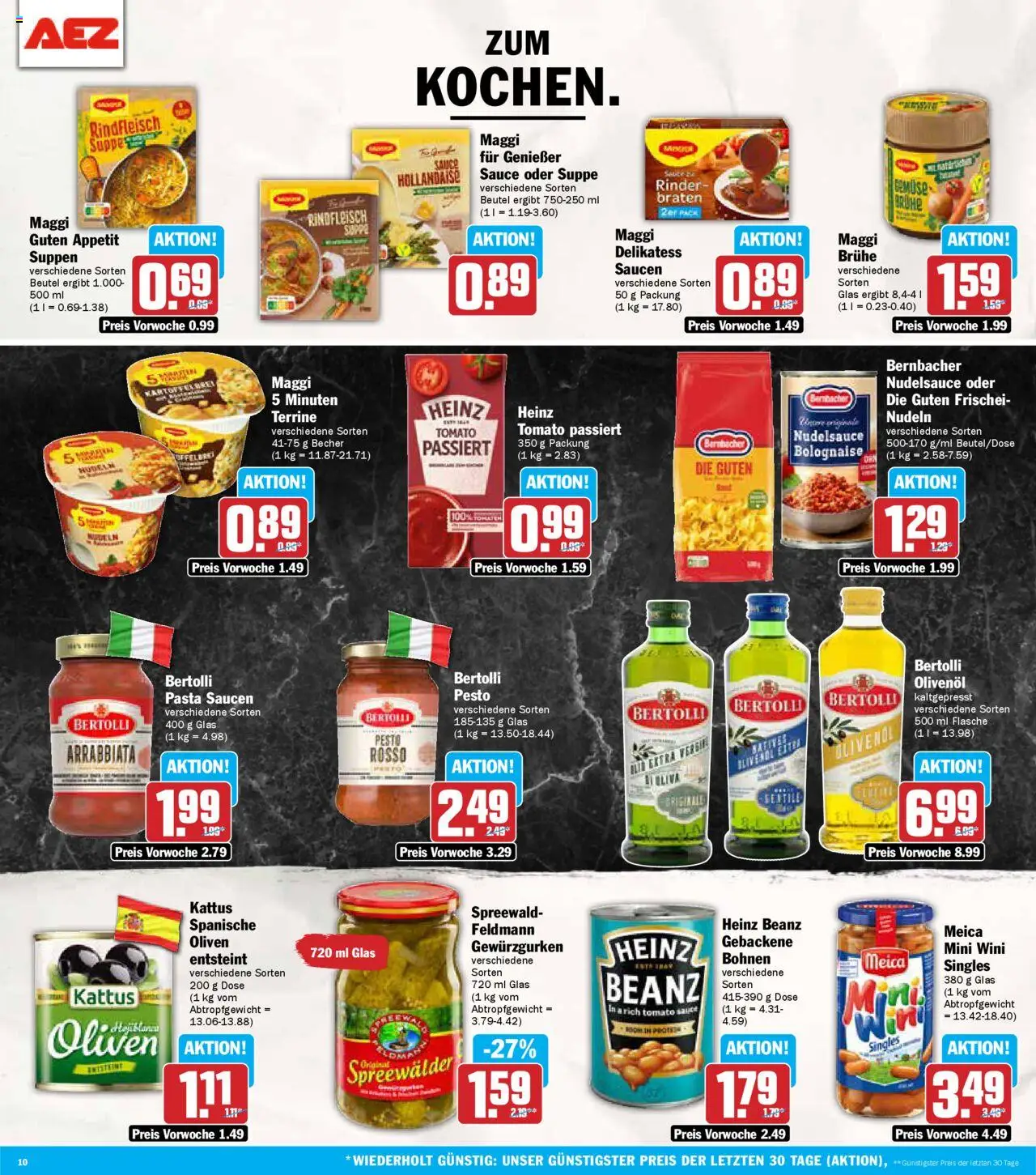 AEZ Prospekt 	 - gültig ab dem 21.07.2025 | Seite: 10 | Produkte: Olivenol, Bertolli olivenol, Nudeln, Rindfleisch
