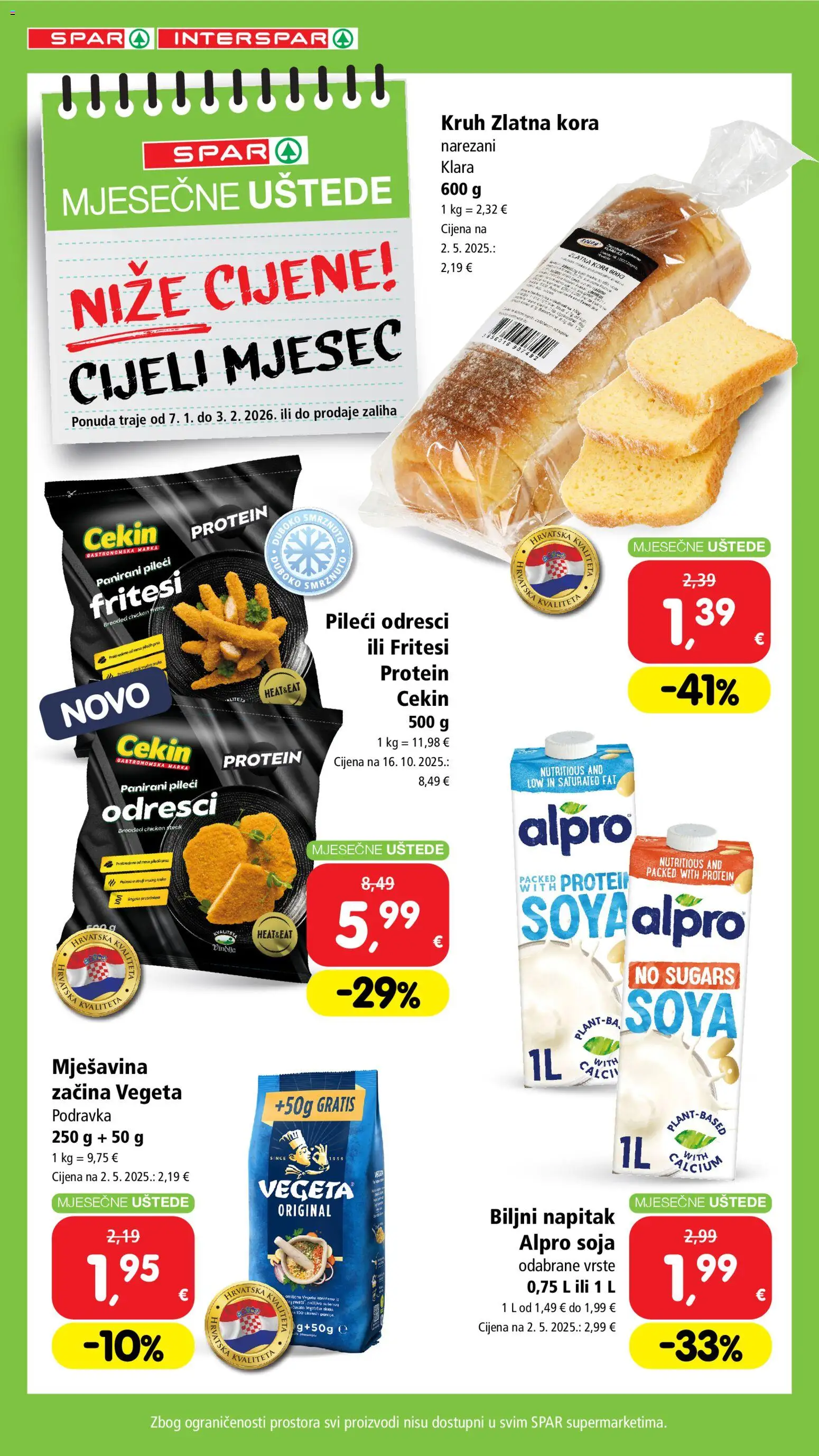 Interspar katalog | vrijedi od 07.01.2026 | Stranica: 2 | Proizvodi: Kruh, Podravka, Alpro, Vegeta