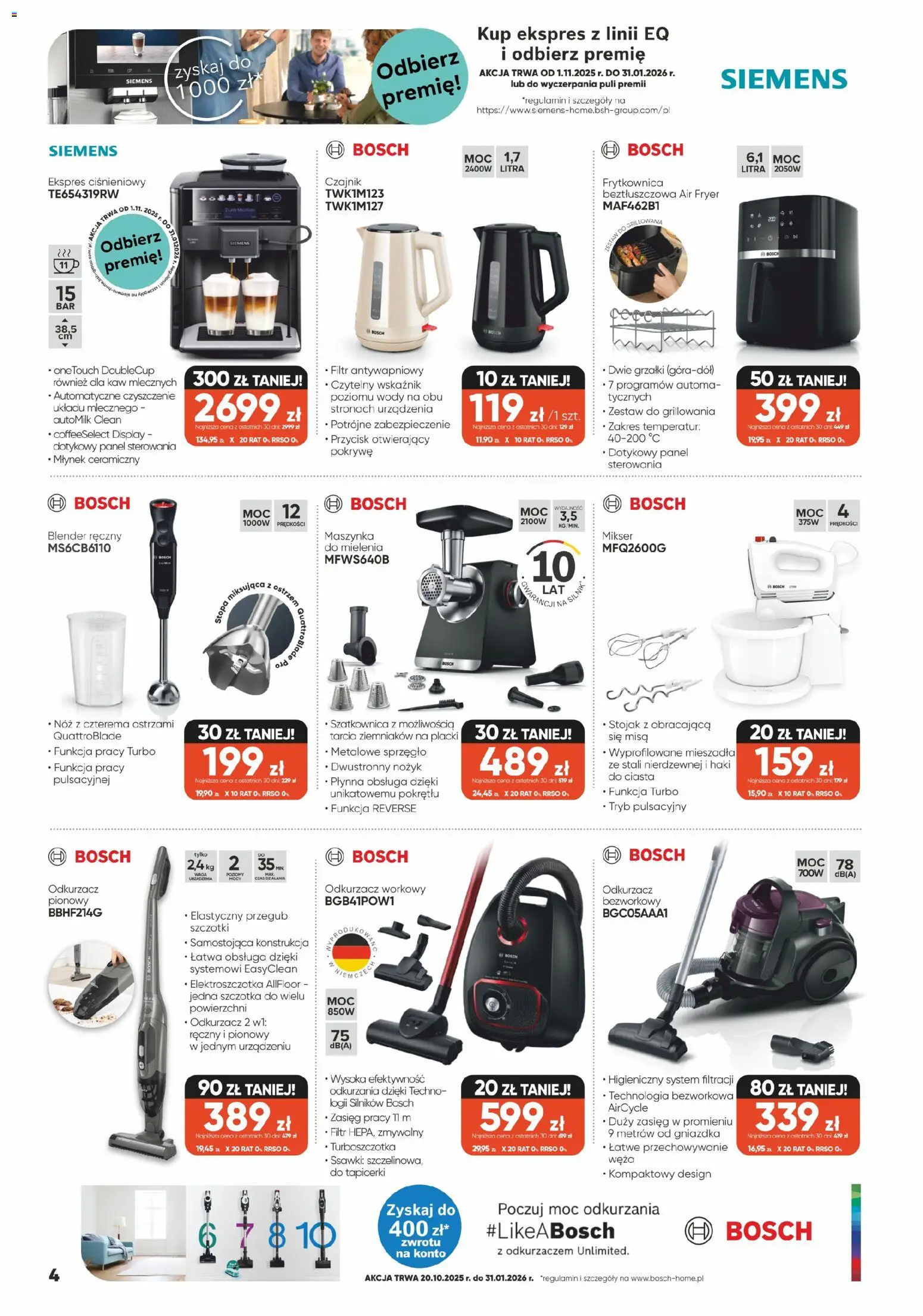 Max elektro Gazetka od 30.12.2025 | Strona: 4 | Produkty: Ekspres ciśnieniowy, Czajnik, Odkurzacz, Mikser