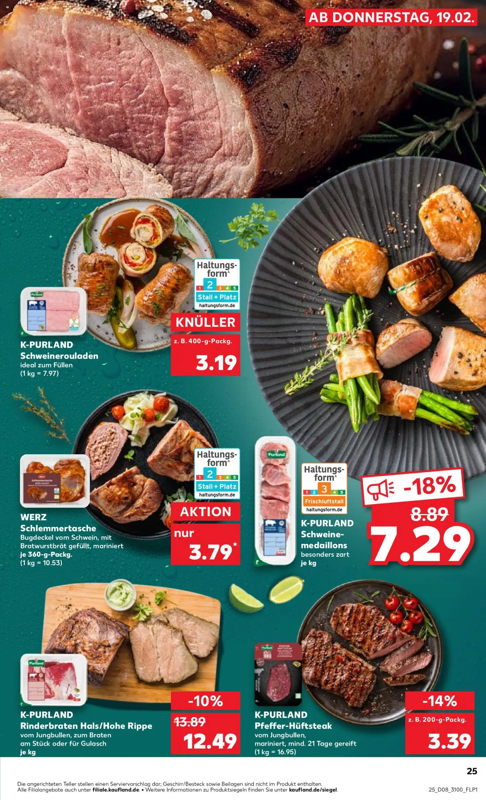 Kaufland prospekt Leipzig	 – gültig ab 19.02.2026 | Seite: 25 | Produkte: Rinderbraten, Gulasch, Steak