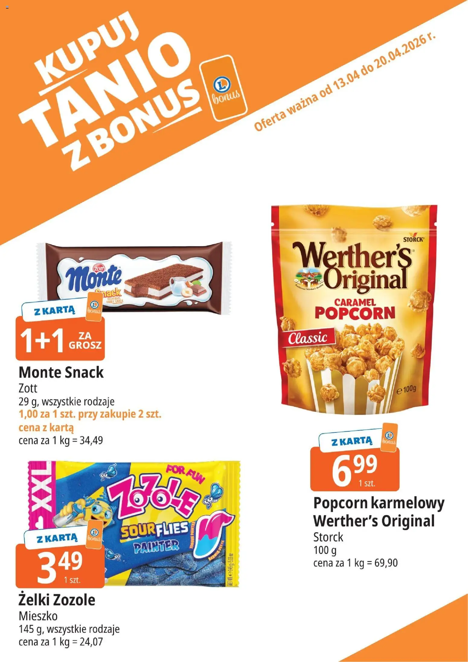 E.Leclerc gazetka - Kłodzko kupony dodatkowe od 13.04.2026 | Strona: 9 | Produkty: Karta, Żelki, Popcorn