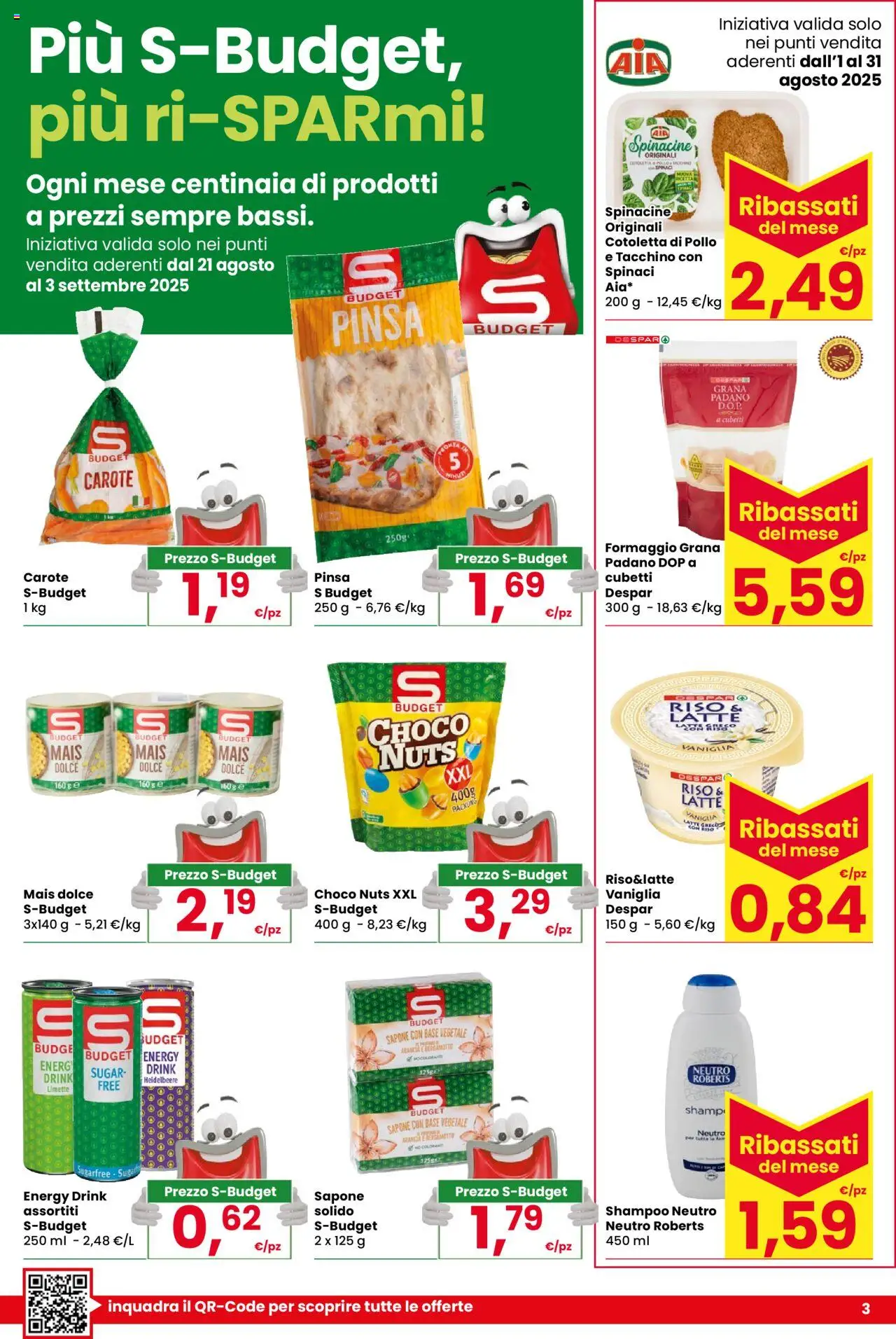 Volantino Eurospar del 21.08.2025 | Pagina: 3 | Prodotti: Shampoo, Tacchino, Latte, Arancia