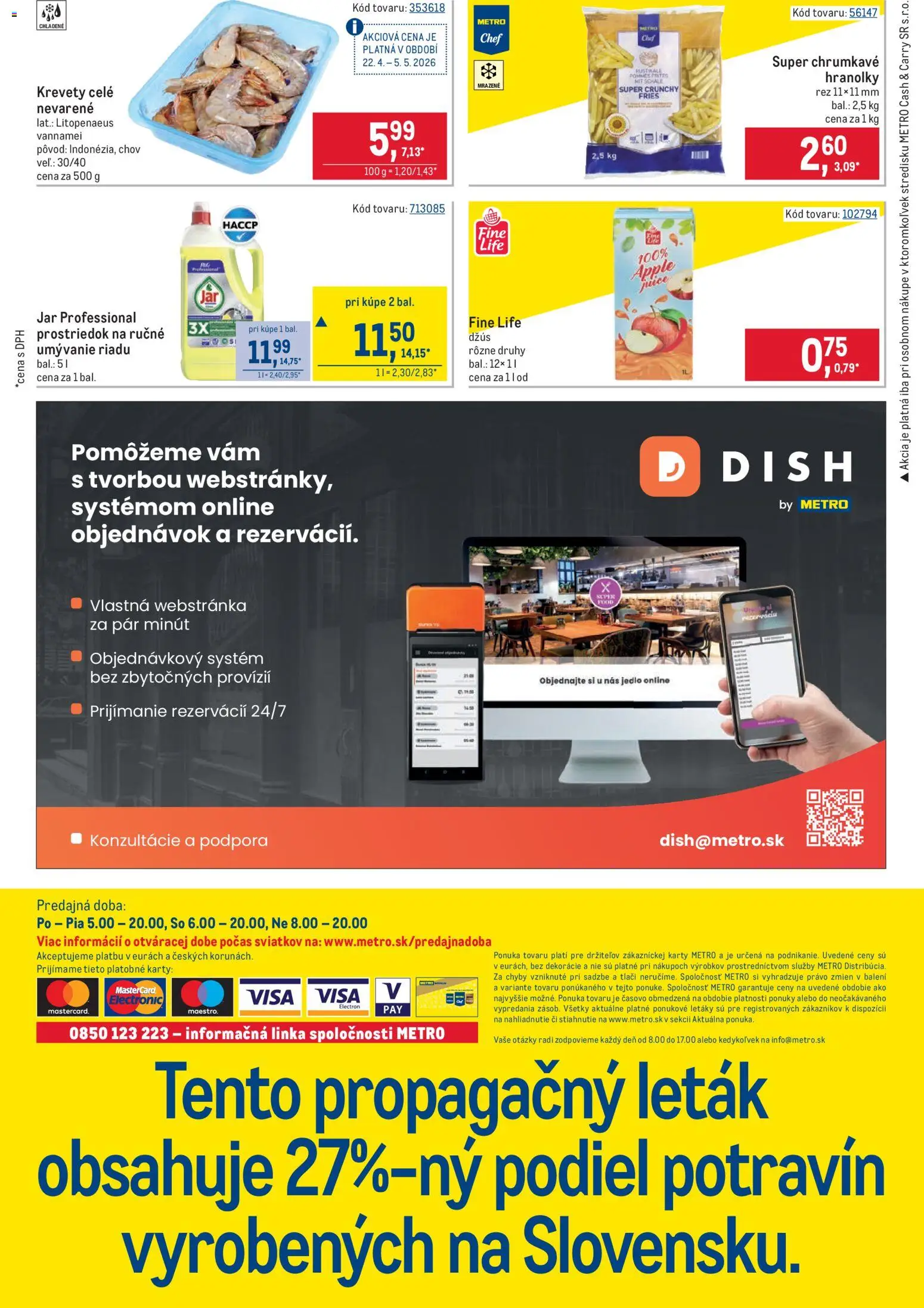 Nové Metro akcie – leták je platný od 22.04.2026 | Strana: 32 | Produkty: Krevety, Džús, Apple, Jar