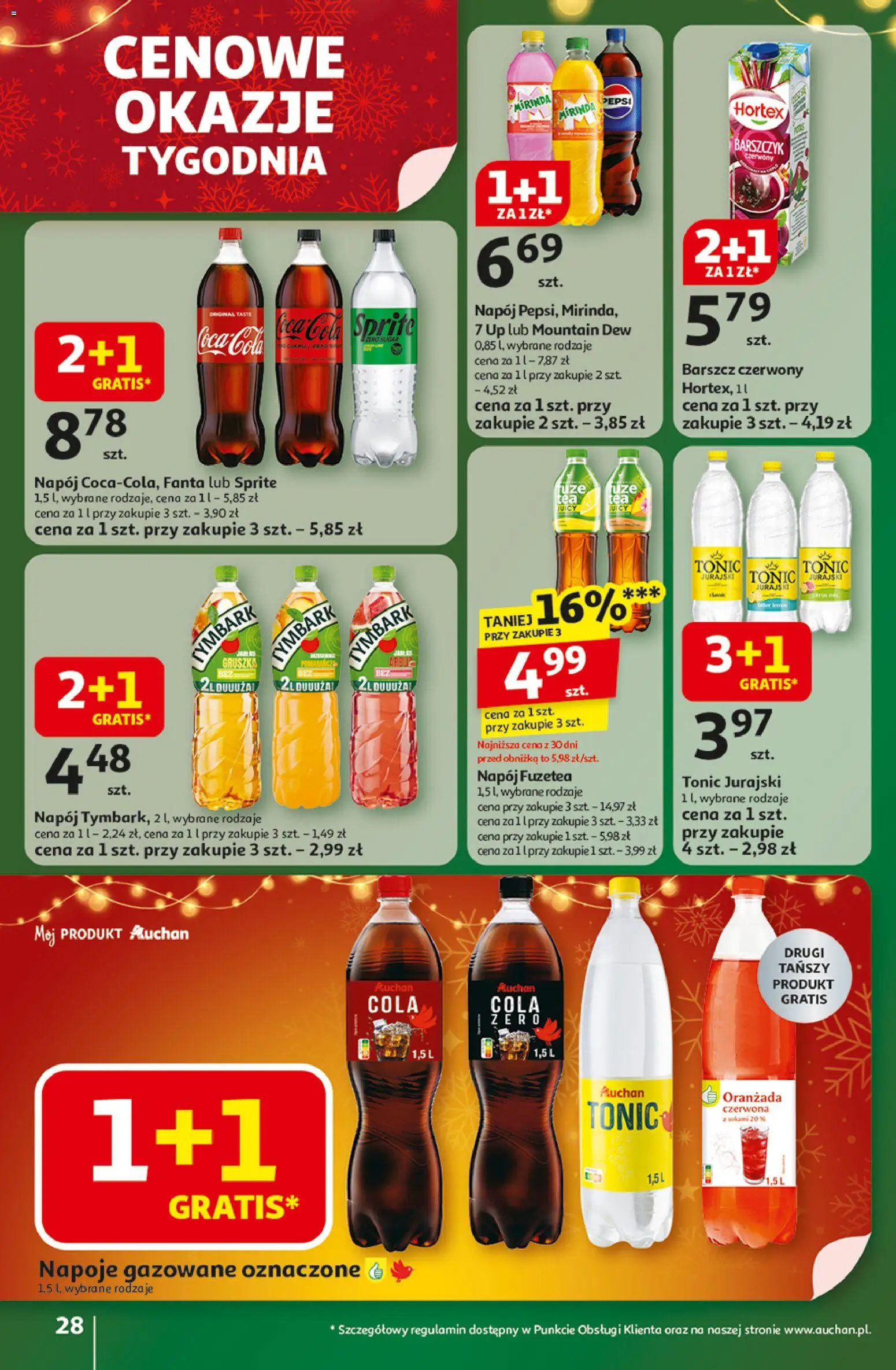 Auchan Gazetka - Święta jak babcię kocham Hipermarket od 11.12.2025 | Strona: 28 | Produkty: Barszcz, Gruszka, Pepsi, Coca cola
