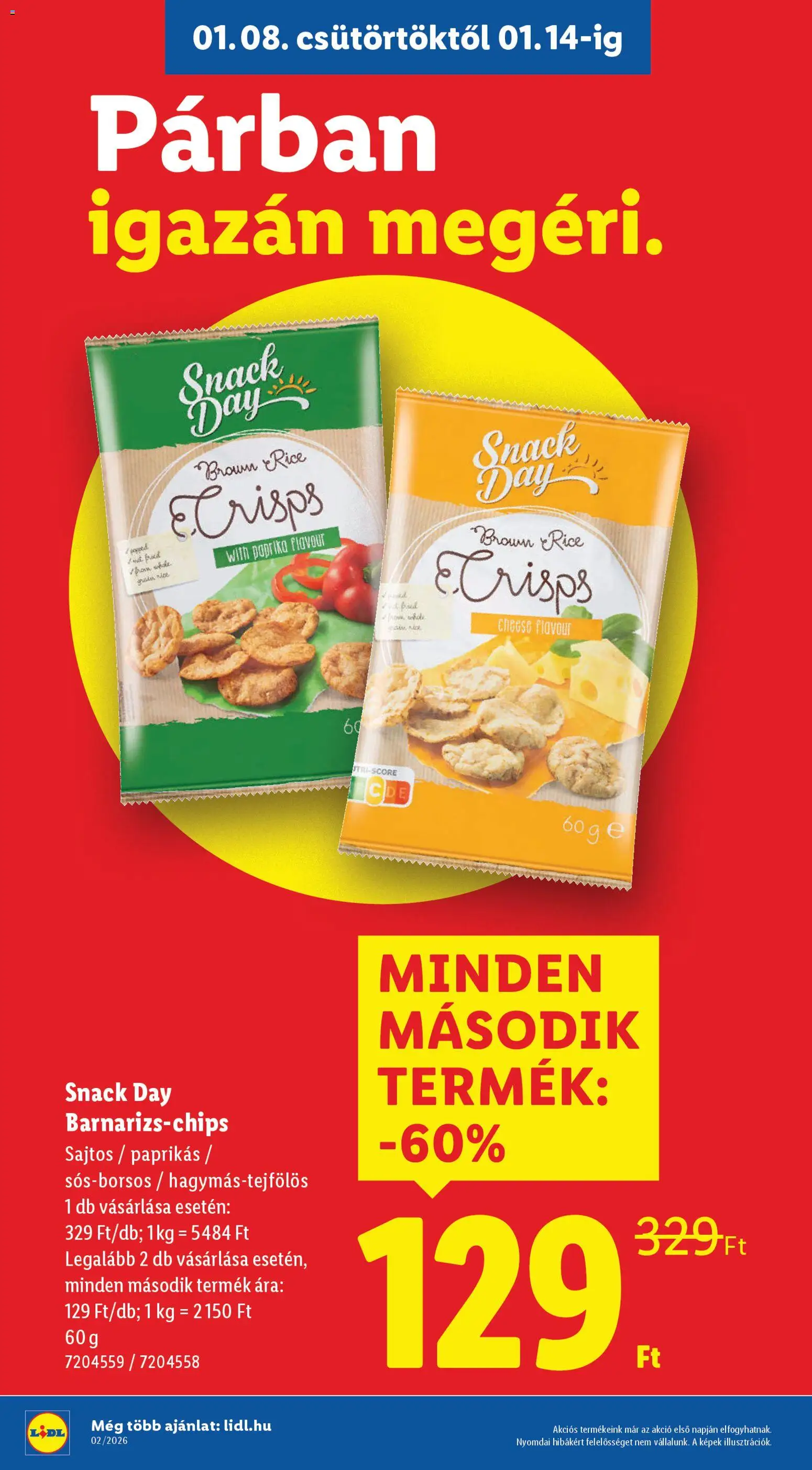 Lidl akciós ujság - amely érvényes a következő dátumtól: 08.01.2026 | Oldal: 2 | Termékek: Chips