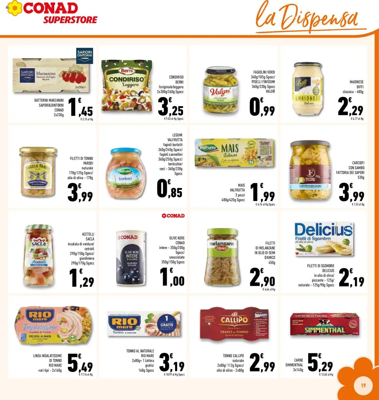 Volantino Conad del 13.08.2025 | Pagina: 19 | Prodotti: Legumi, Tonno, Tonno al naturale, Fagiolini