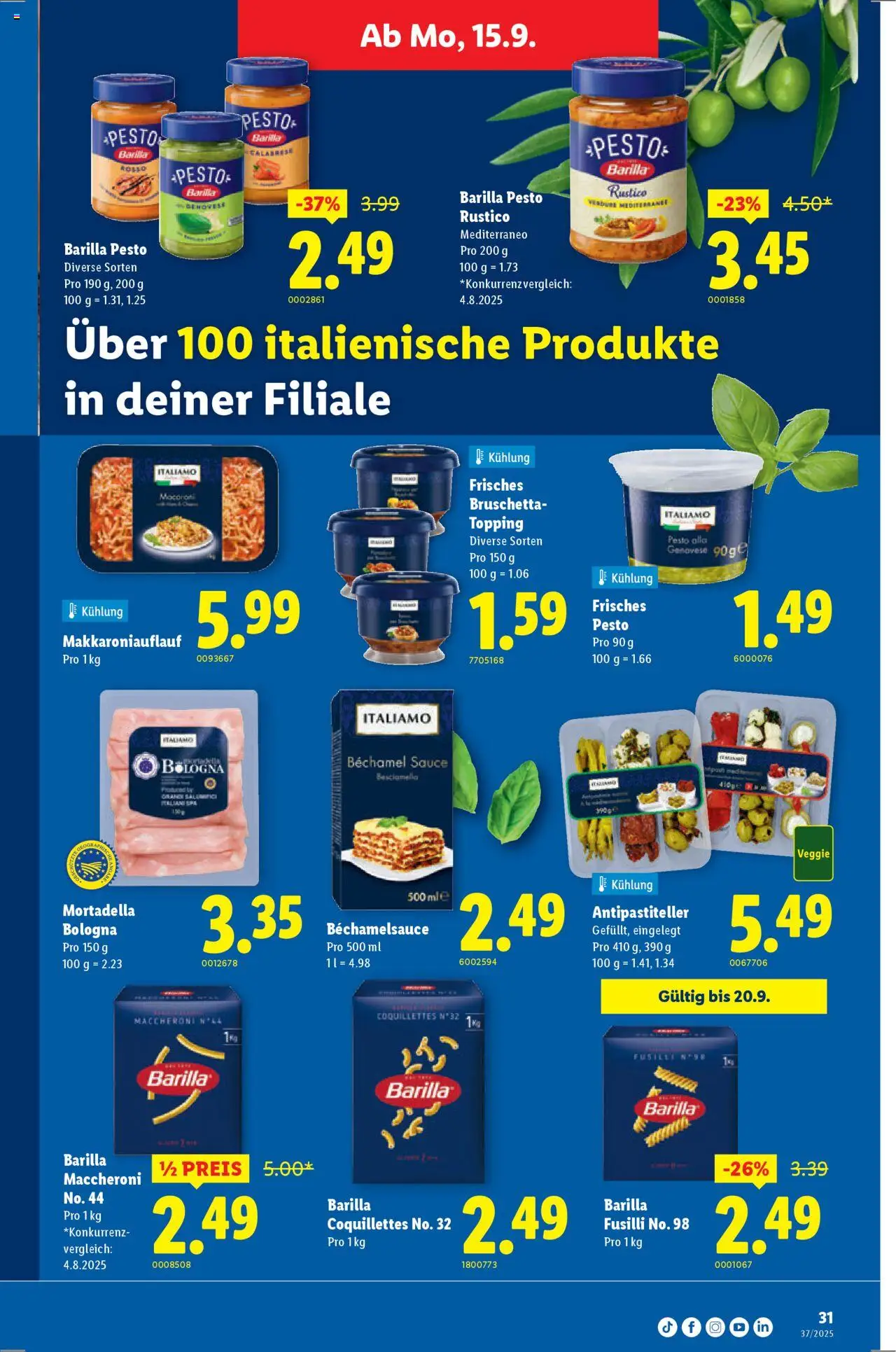 Lidl Aktionen – gültig ab 11.09.2025 | Seite: 31 | Produkte: Barilla