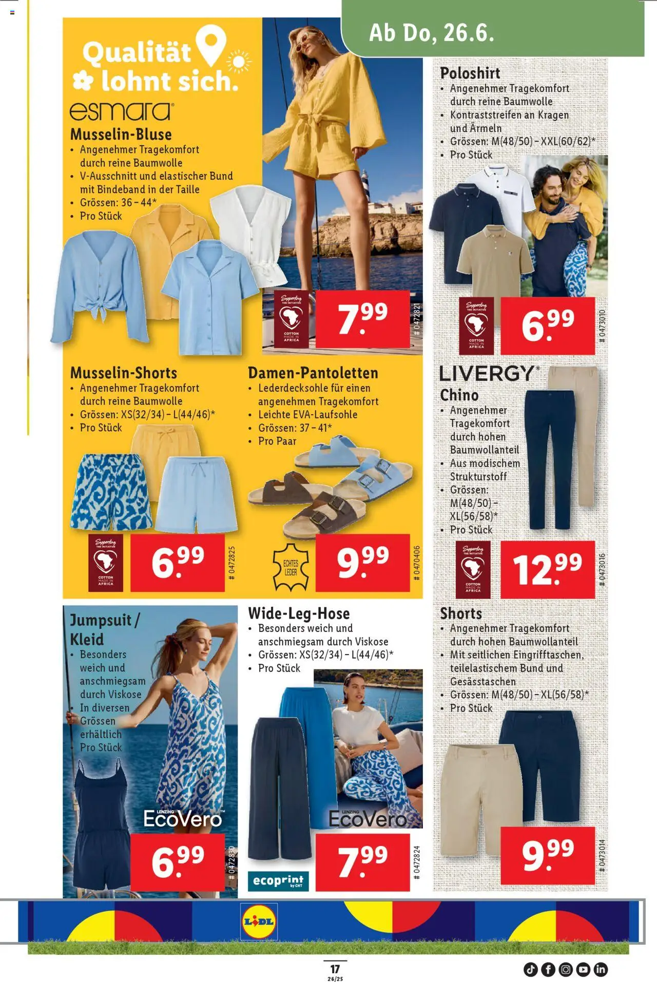 Lidl Aktionen ab 26.06.2025 | Seite: 23 | Produkte: Poloshirt, Kleid, Jumpsuit, Chinos