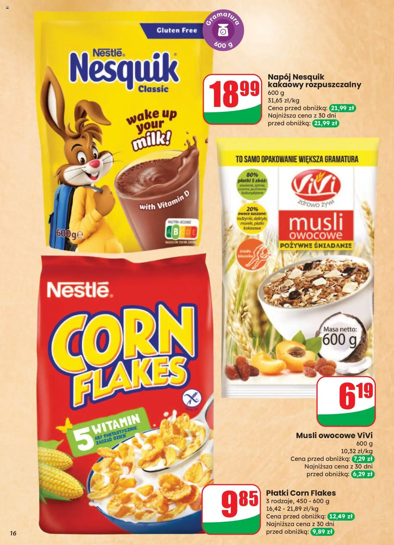 Dino Gazetka od 06.08.2025 | Strona: 16 | Produkty: Musli, Płatki, Owoce, Corn Flakes
