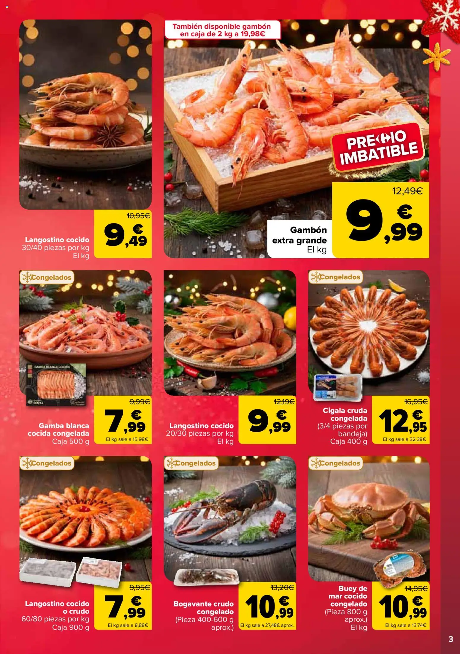 Carrefour folleto │ válido desde el 12.12.2025 | Página: 3 | Productos: Bandeja, Caja, Langostino, Gamba