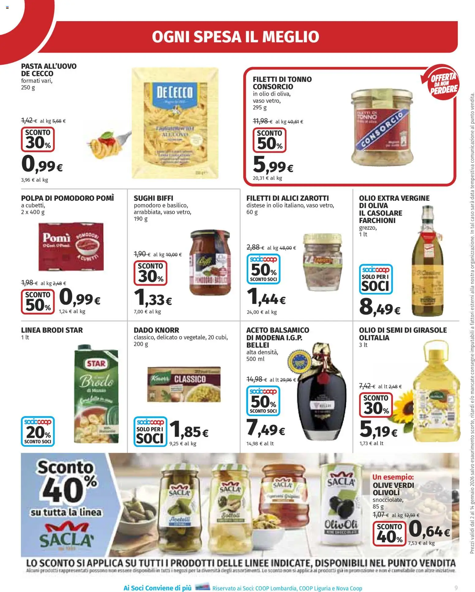 Volantino Ipercoop del 02.01.2026 | Pagina: 9 | Prodotti: Olio, Olive, Tonno, Olio extra vergine