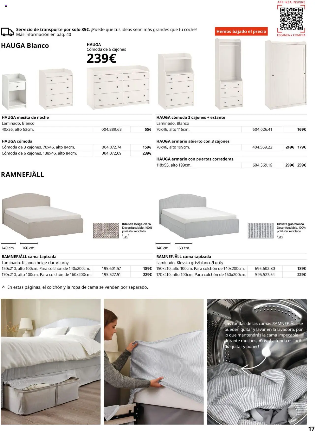 Catálogo IKEA Muebles para el dormitorio │ válido desde el 04.02.2025 | Página: 17 | Productos: Colchon, Ropa, Funda, Armario