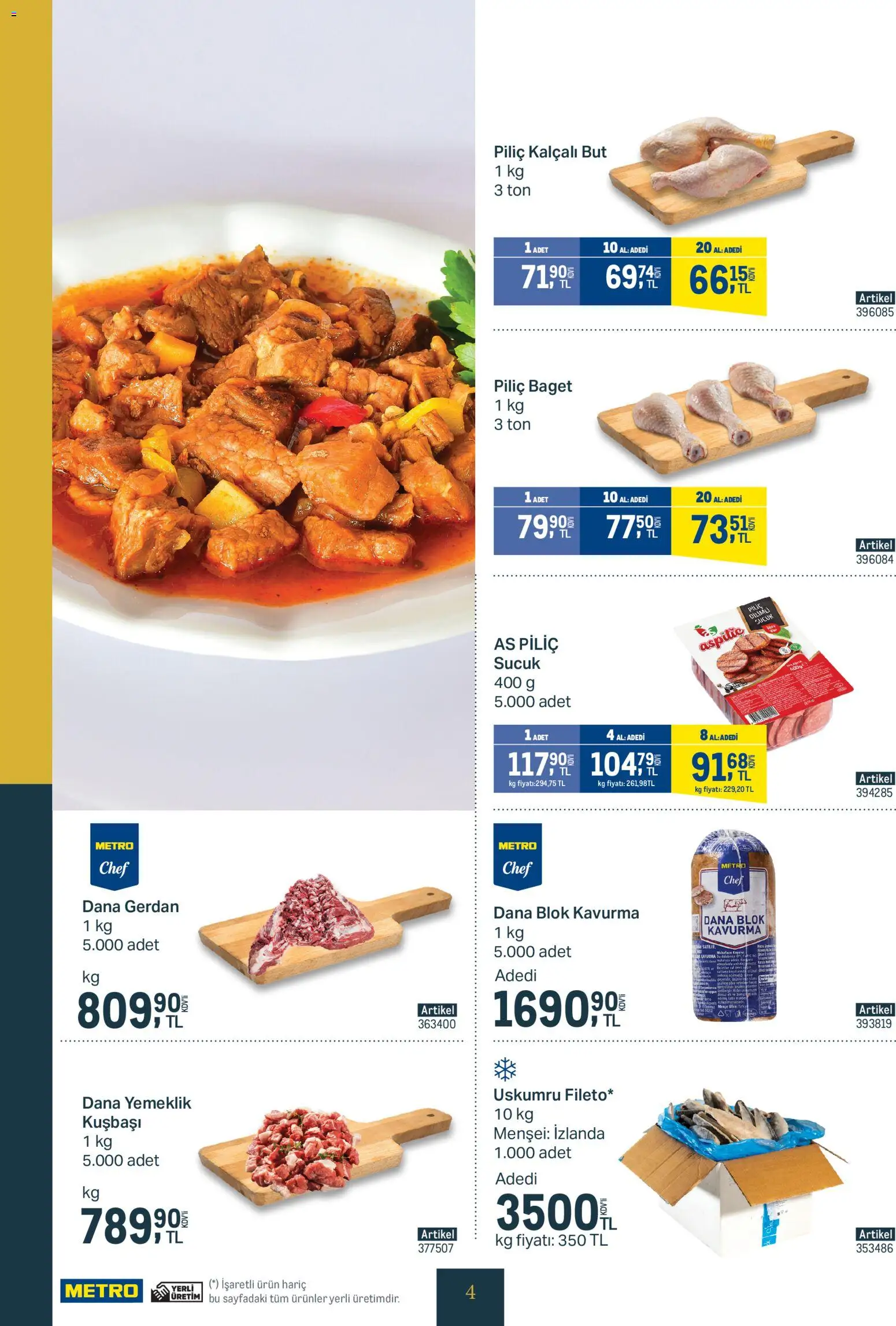 Metro - Kurum & İşletme Mutfakları - 14.01.2026 tarihinden itibaren geçerlidir | Sayfa: 4 | Ürünler: Piliç, Sucuk