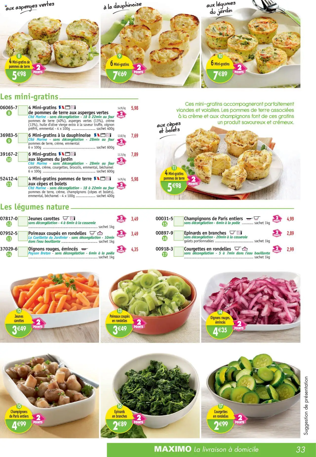  | Page: 33 | Produits: Huile d'olive vierge, Poireaux, Emmental, Pommes de terre