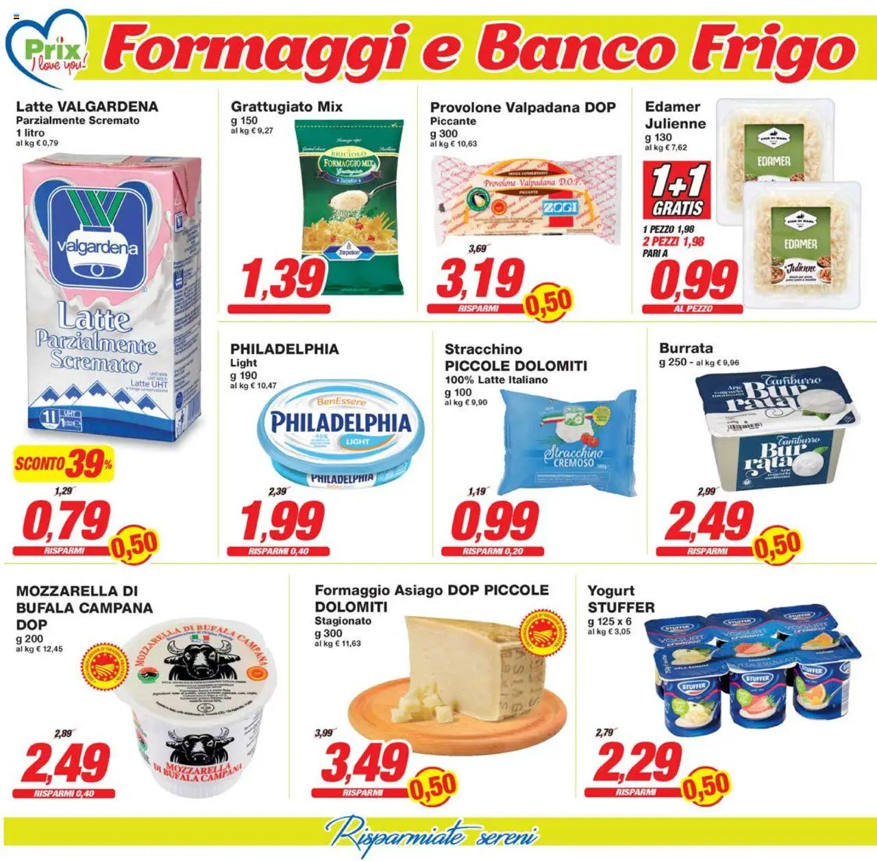 Volantino Prix del 08.08.2025 | Pagina: 4 | Prodotti: Yogurt, Latte, Formaggio, Burrata