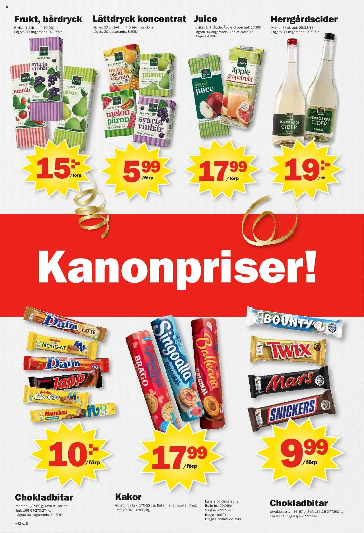Pekås reklamblad aktuell från 13.10.2025 | Sida: 8 | Produkter: Singoalla, Juice, Äpple, Grapefrukt