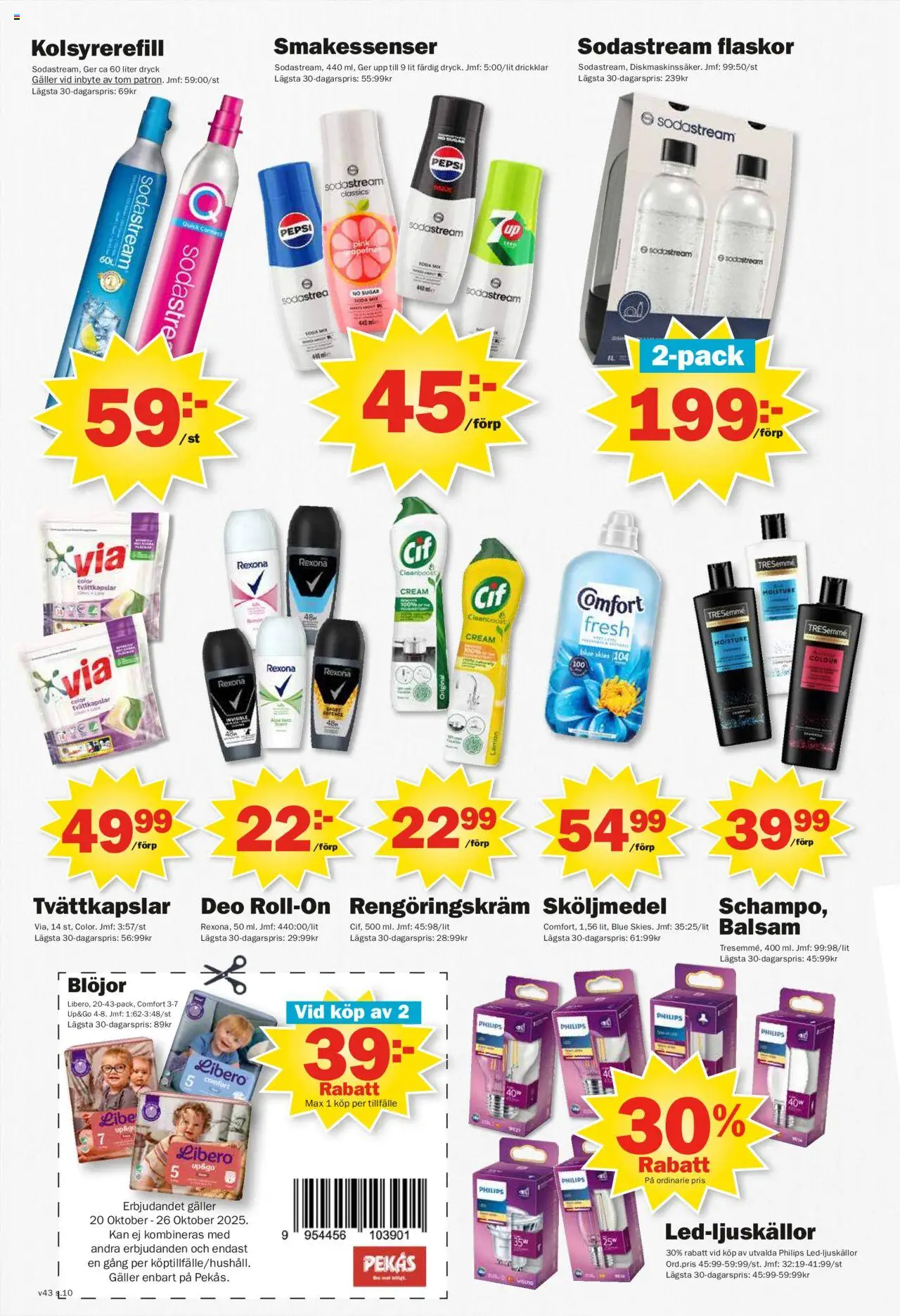 Pekås reklamblad aktuell från 20.10.2025 | Sida: 10 | Produkter: Sköljmedel, Pepsi, Tvättkapslar, Blöjor