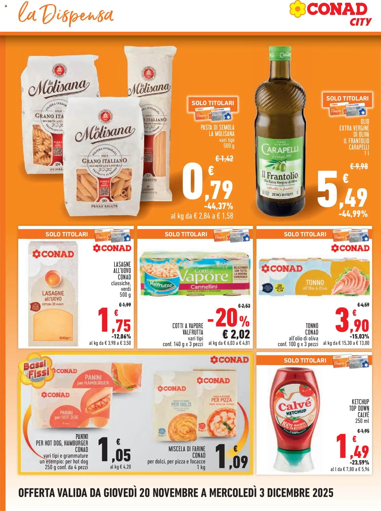 Volantino Conad del 20.11.2025 | Pagina: 14 | Prodotti: Olio, Olive, Pasta, Mais