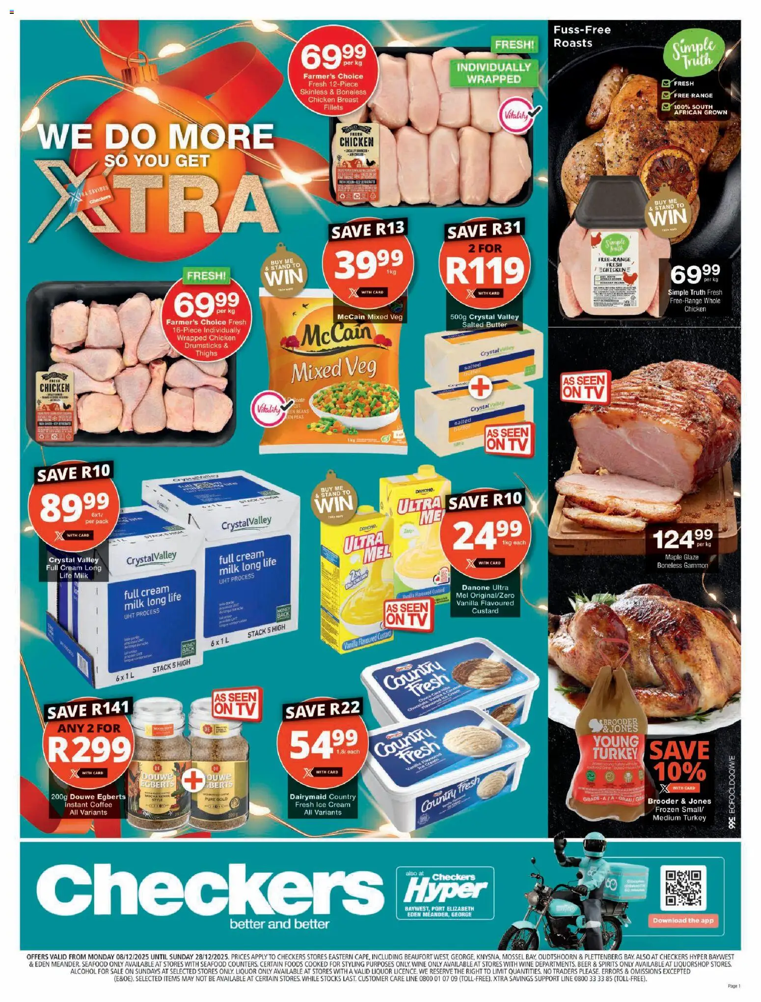 New Checkers catalogue – valid from 08.12.2025 | Page: 1 | Products: Milk, Butter, Cream, Estuche organizador de viaje