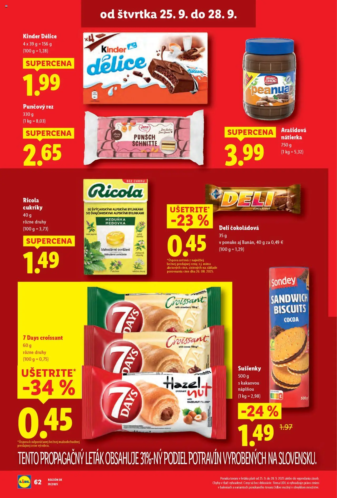 Nové Lidl akcie – leták je platný od 22.09.2025 | Strana: 82 | Produkty: Croissant, Kinder, Cukríky