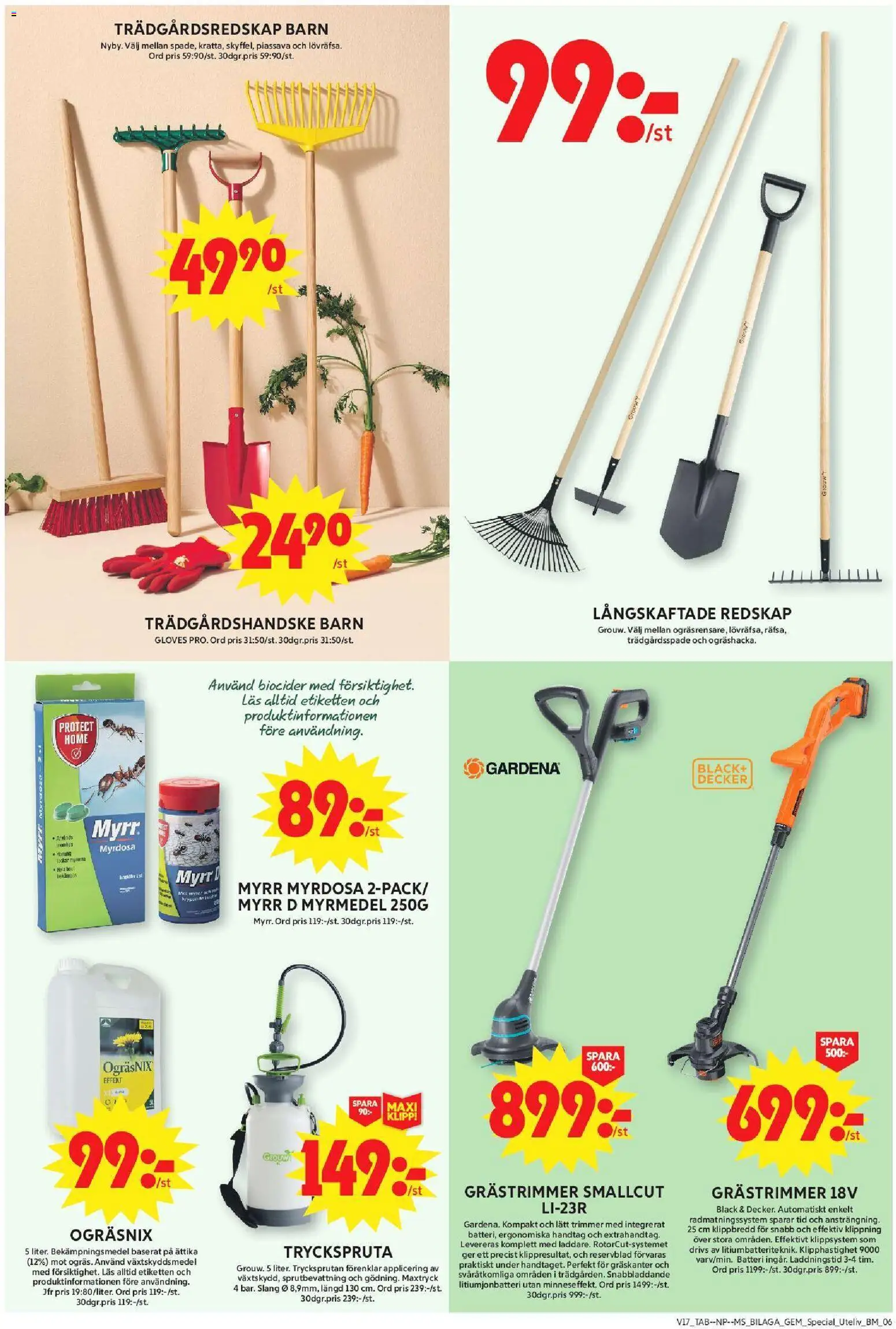 ICA Maxi reklamblad aktuell från 20.04.2026 | Sida: 22 | Produkter: Trimmer, Grästrimmer, Tryckspruta, Batteri