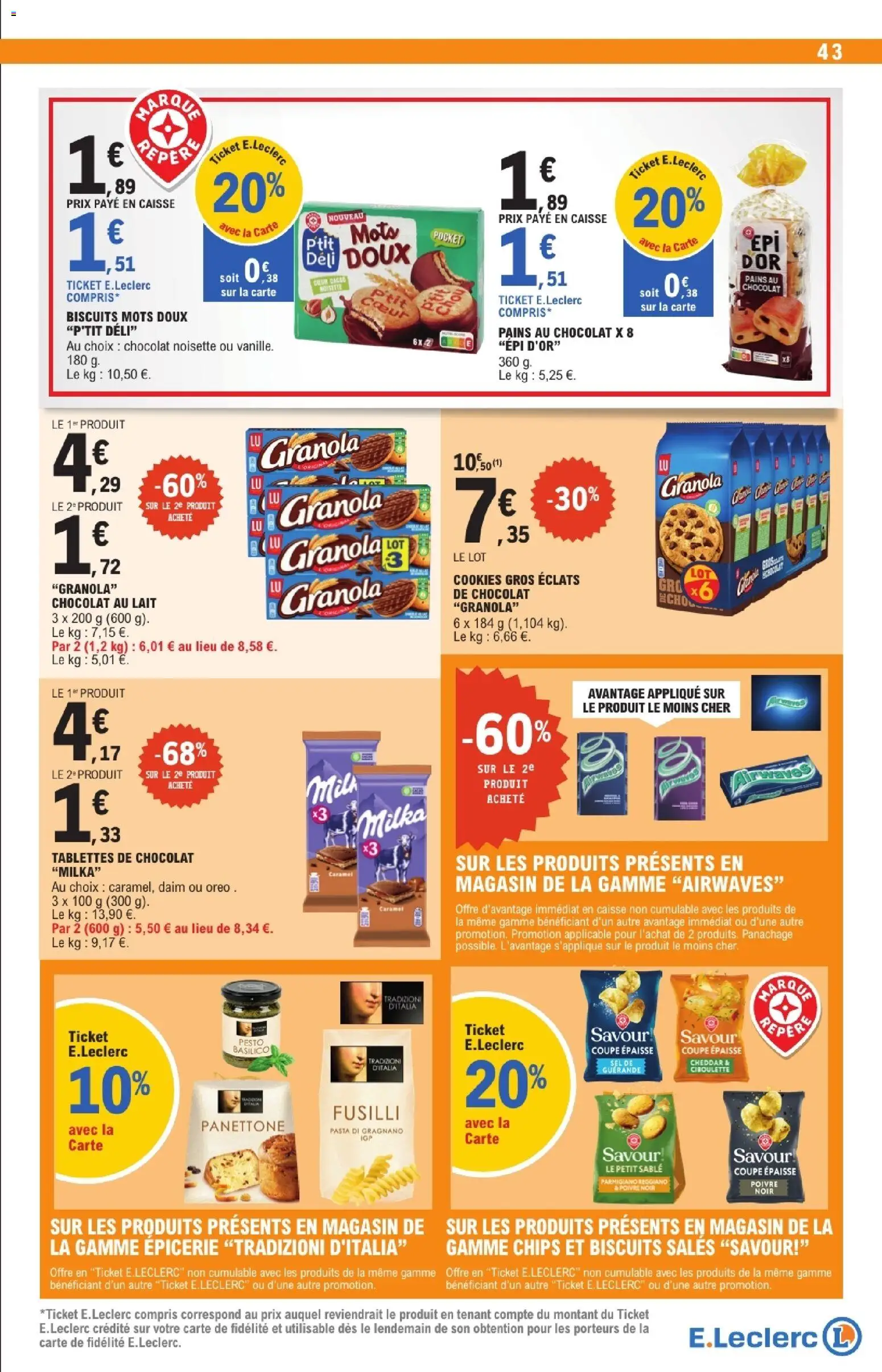 {H1} | Page: 43 | Produits: Noisette, Panettone, Chocolat, Chips