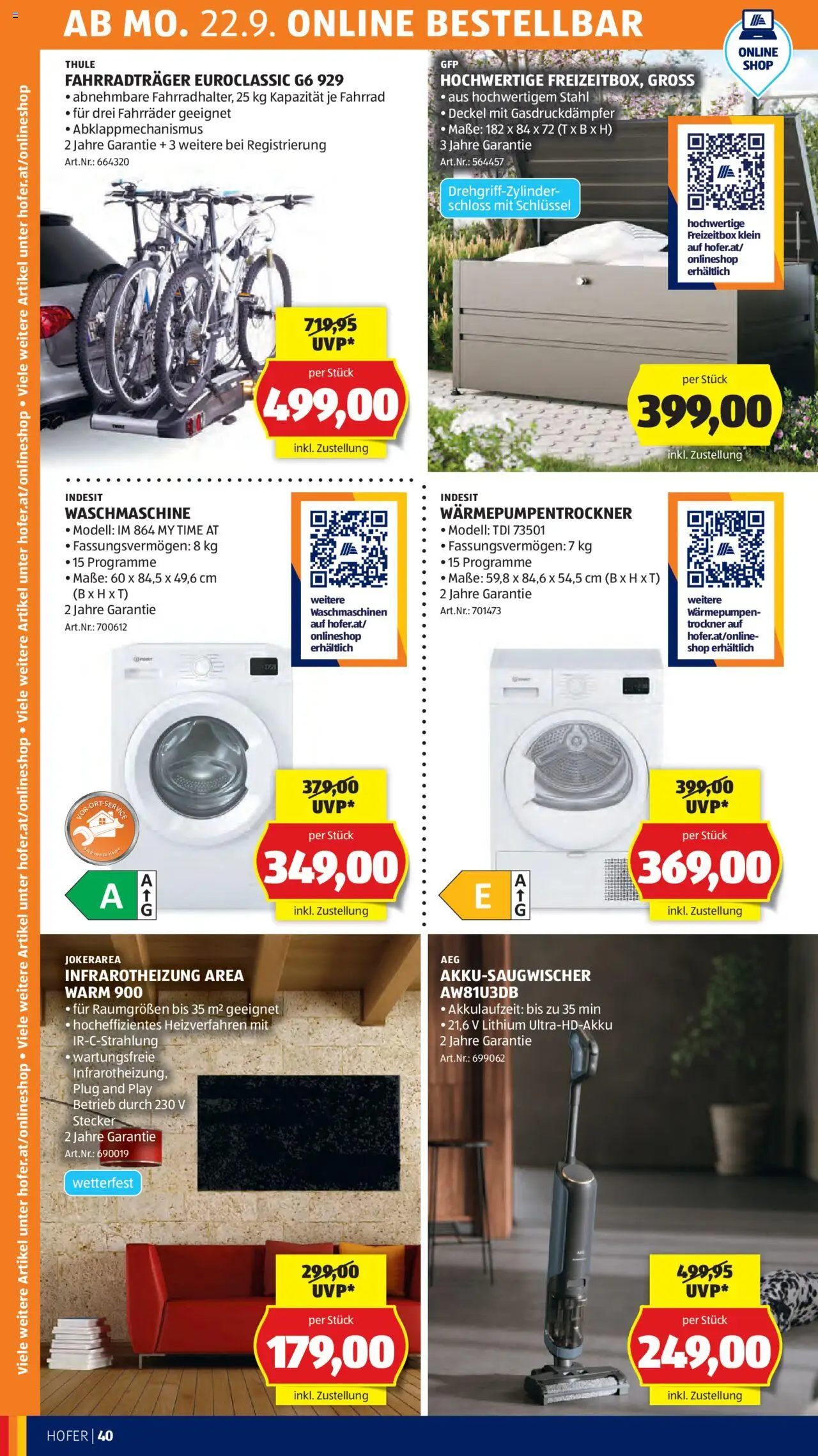 Hofer Flugblatt gültig ab 19.09.2025 | Seite: 44 | Produkte: Waschmaschine, Trockner