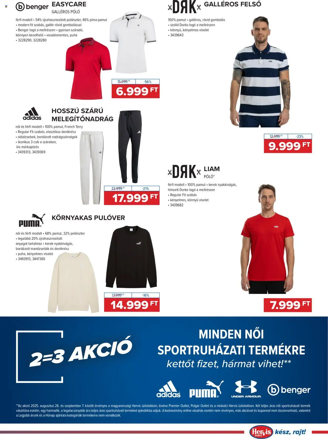 Hervis Sports akciós ujság - amely érvényes a következő dátumtól: 26.08.2025 | Oldal: 5 | Termékek: Melegítőnadrág, Pulóver