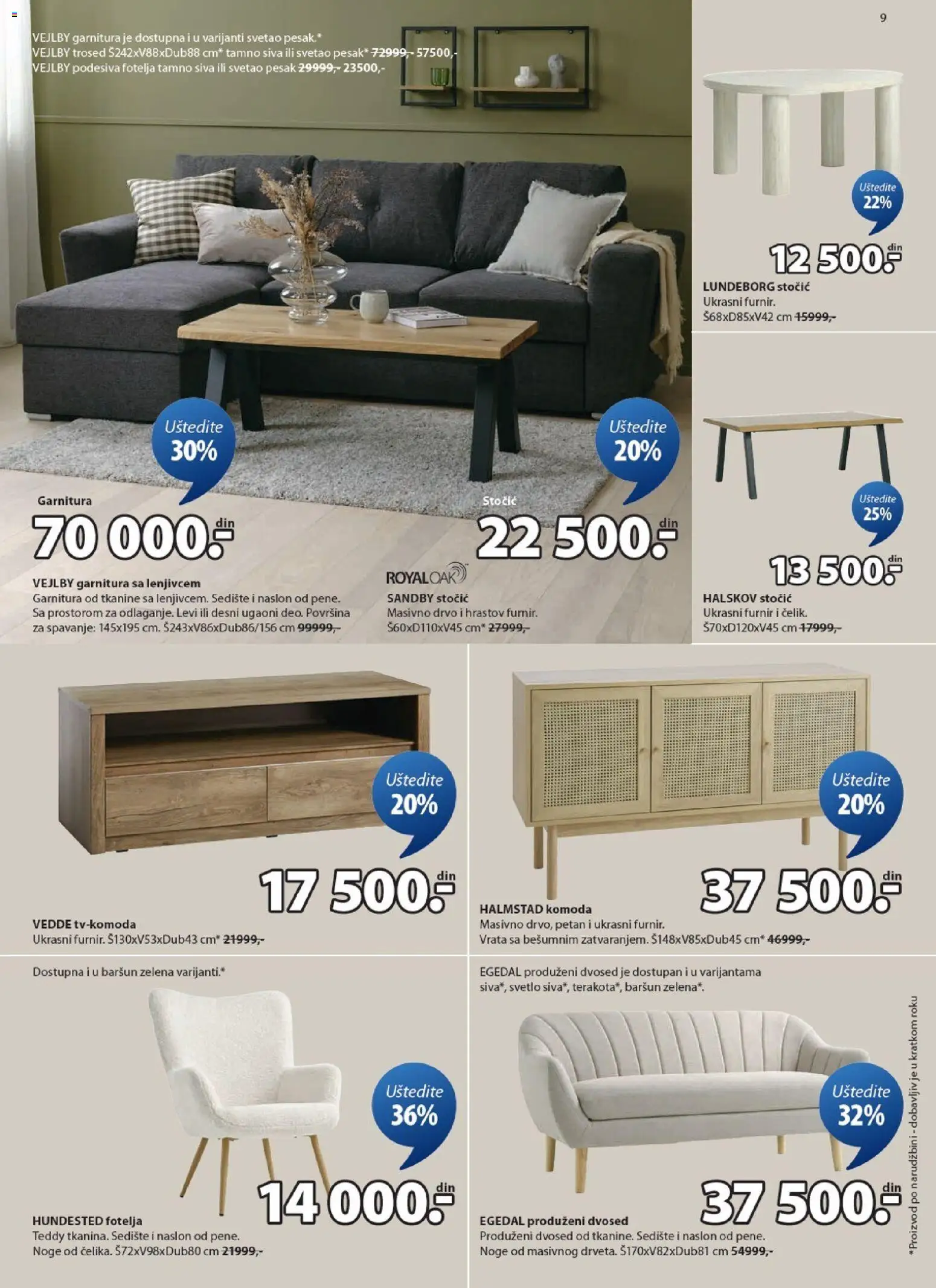 Jysk katalog - važi od 11.03.2026 | Strana: 9 | Proizvode: Komoda, Fotelja, Trosed, Dvosed