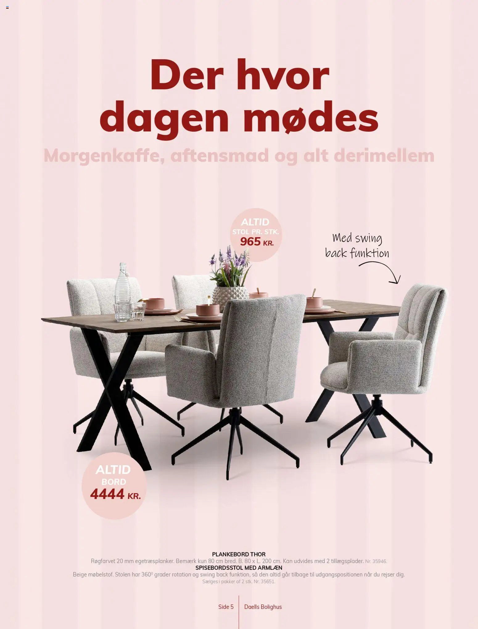 Daells Bolighus tilbudsavis – gyldig fra 15.04.2026 | Side: 5 | Produkter: Bord, Stol