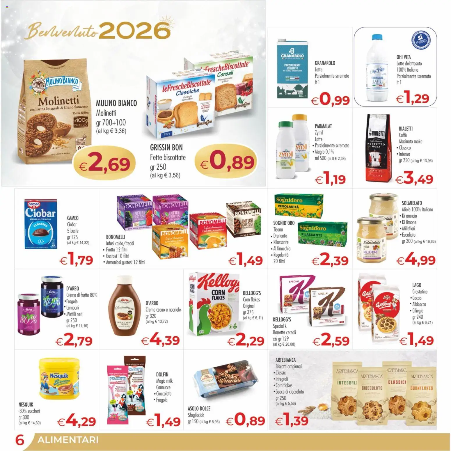 Volantino MerSi Supermercati del 27.12.2025 | Pagina: 6 | Prodotti: Caffè, Biscotti, Crostatine, Farina