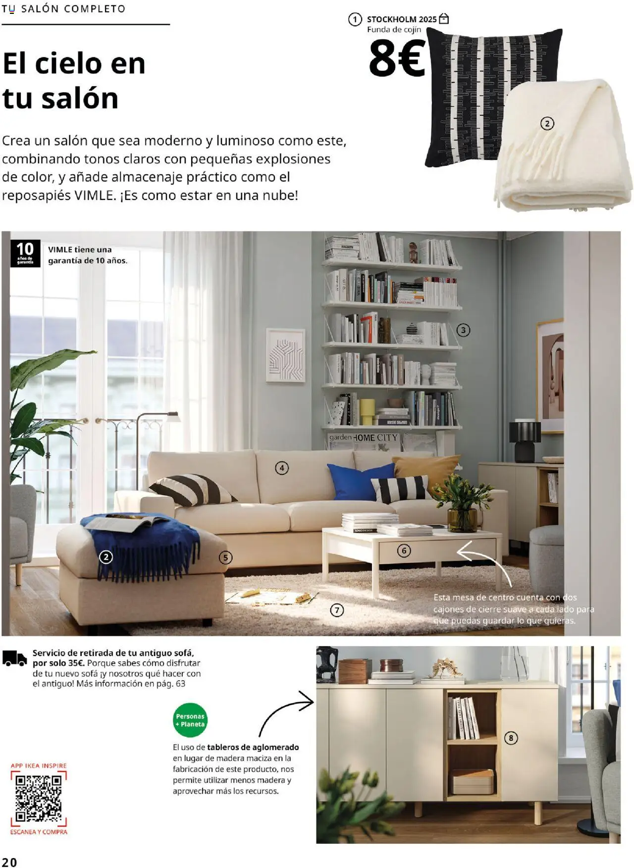 Catálogo IKEA Salones │ válido desde el 01.09.2025 | Página: 20 | Productos: Reposapiés, Funda de cojín, Cojín, Sofá
