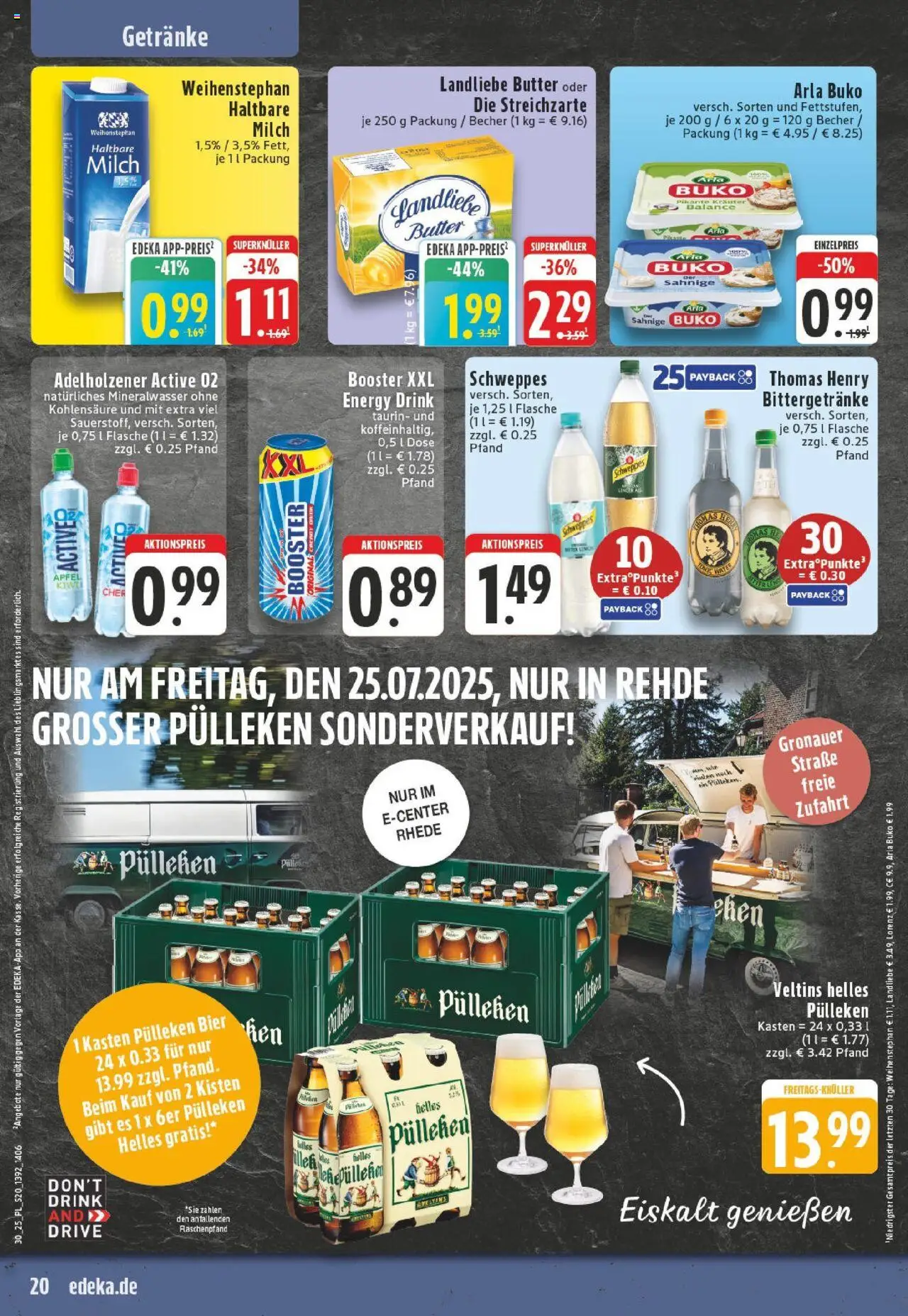 Edeka prospekt Bocholt - Holtwick	 - gültig ab dem 20.07.2025 | Seite: 20 | Produkte: Milch, Haltbare milch, Adelholzener, Landliebe butter
