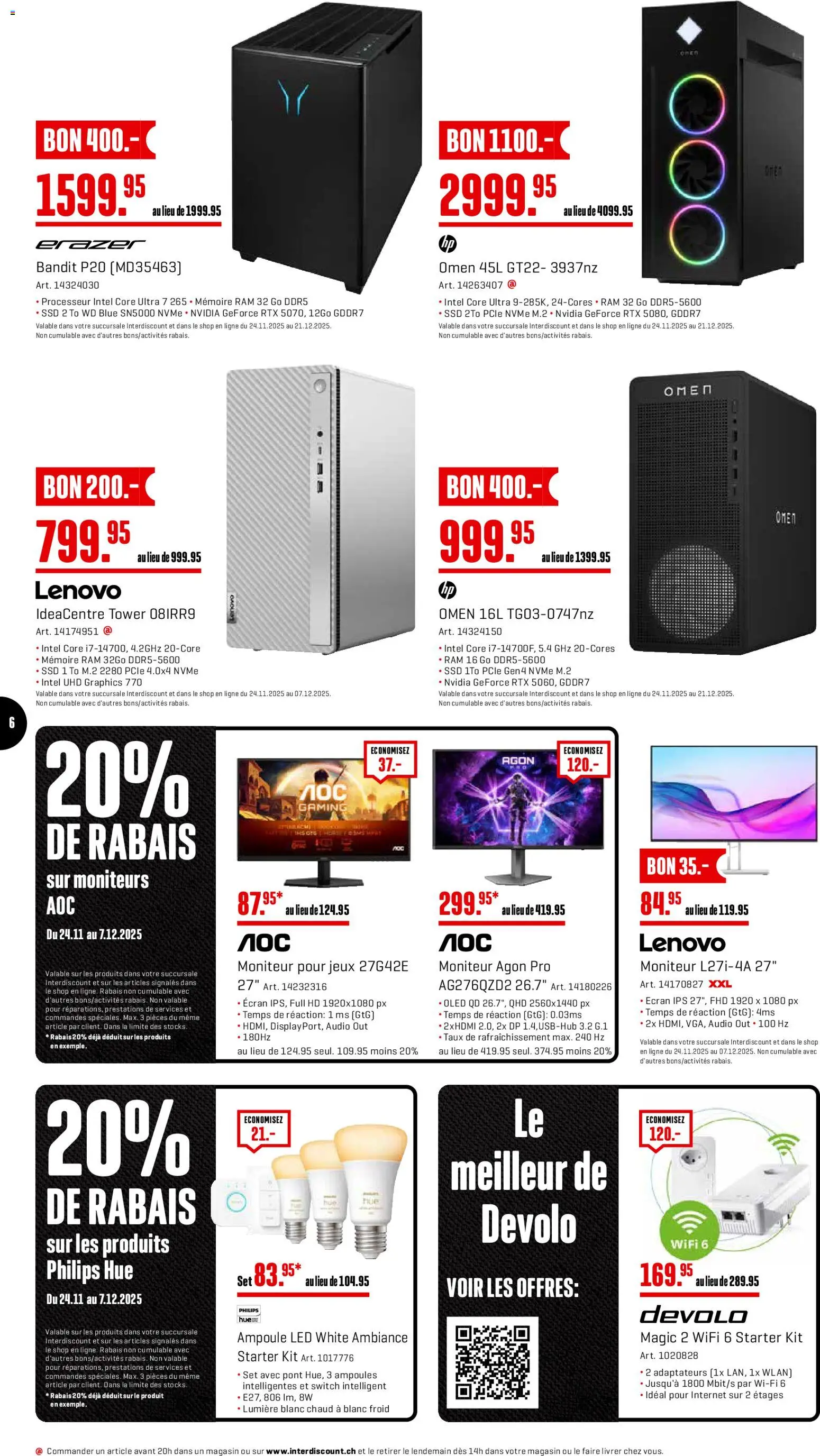 Interdiscount Black Friday FR – gültig ab 24.11.2025 | Seite: 6 | Produkte: Audio, Lenovo, Philips