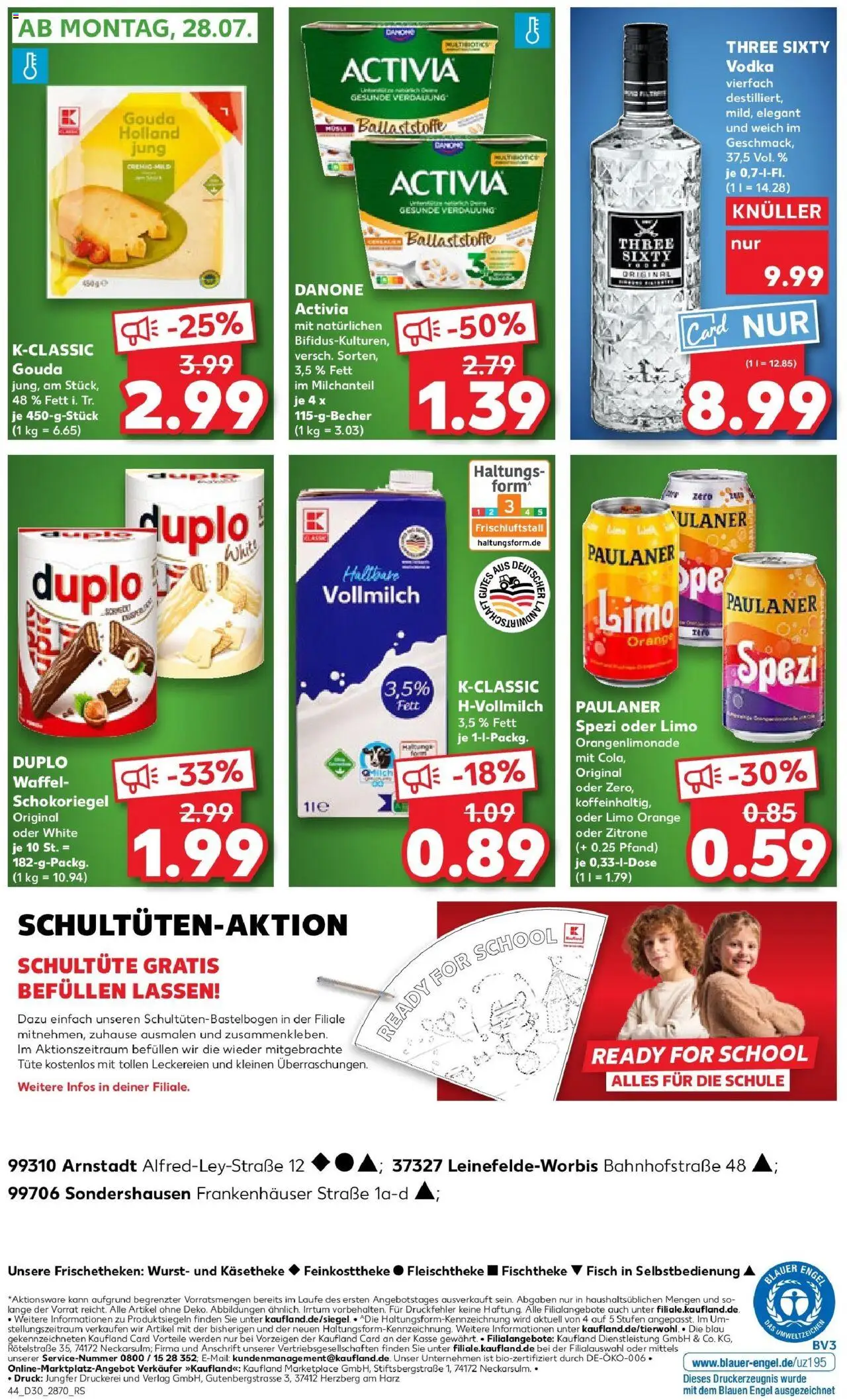 Kaufland prospekt Leinefelde-Worbis	 - gültig ab dem 24.07.2025 | Seite: 44 | Produkte: Activia, Danone activia, Gouda, Wurst