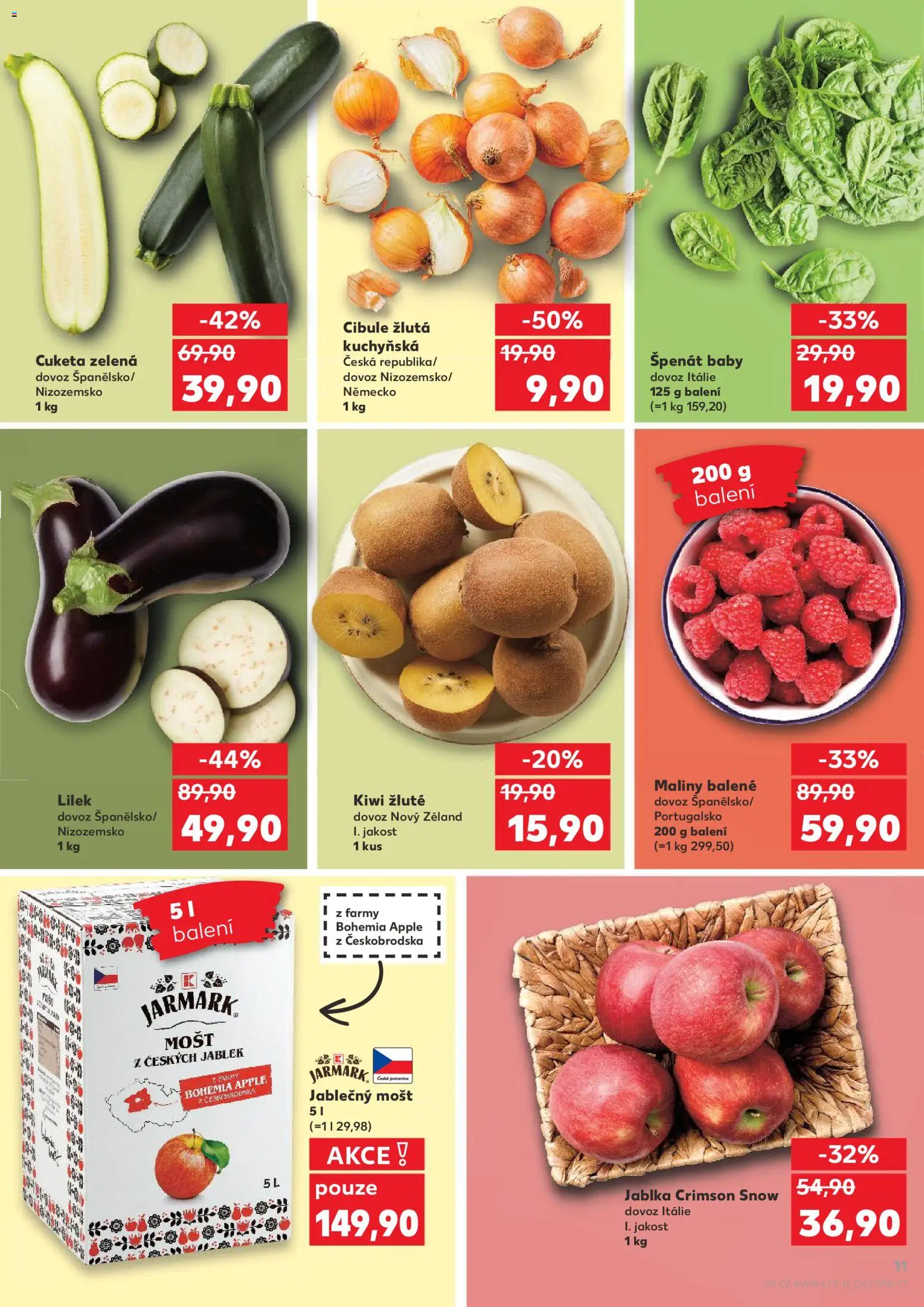 Kaufland leták - Plzeň Bory od 29.04.2026 | Strana: 11 | Produkty: Mošt, Lilek, Špenát, Kiwi žluté
